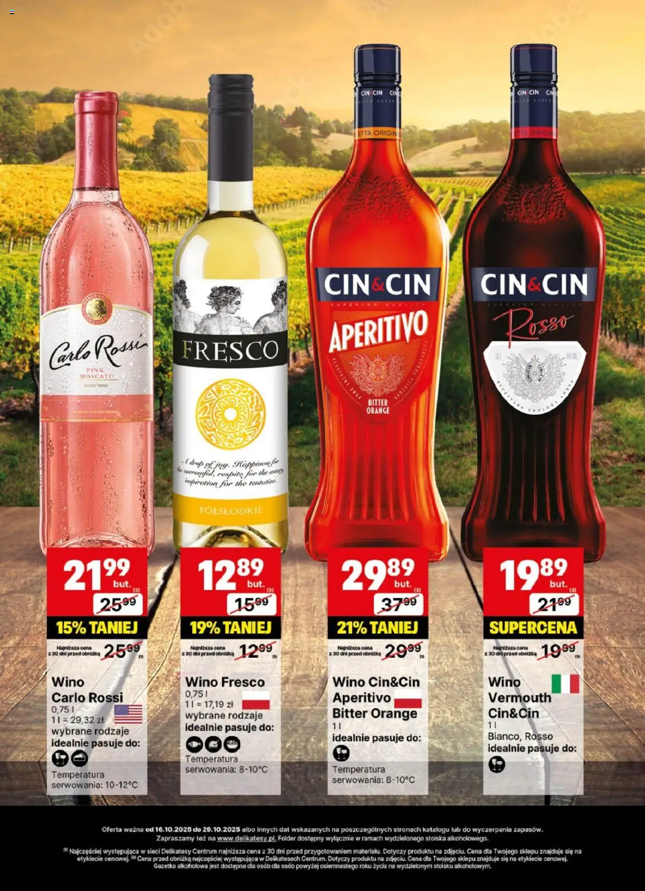 Delikatesy Centrum Gazetka - DeliBarek od 16.10.2025 | Strona: 9 | Produkty: Delikatesy, Wino, Fresco, Carlo Rossi