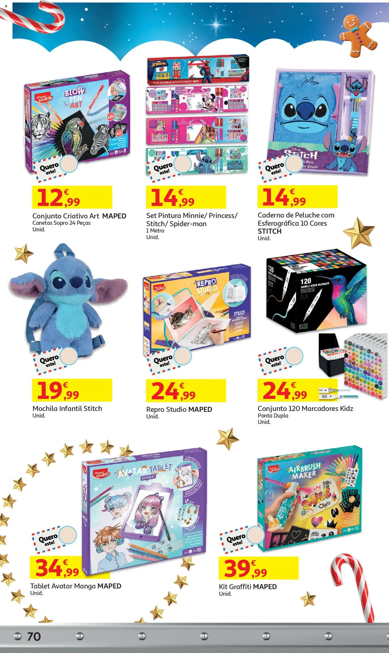 Auchan - A grande fábrica de Natal │ válido de 05.11.2025 | Página: 70 | Produtos: Mochila, Caderno, Tablet