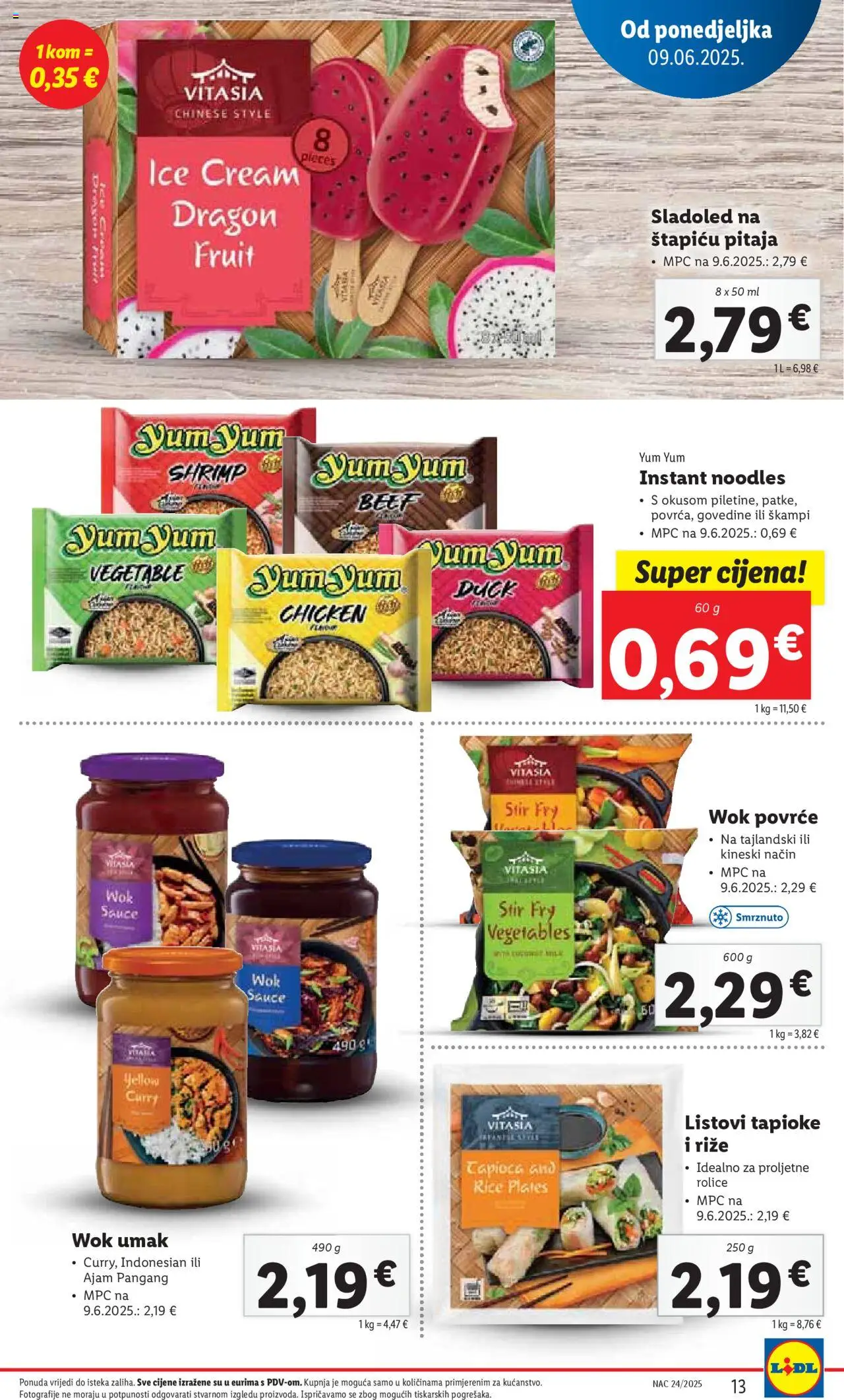 Lidl katalog | vrijedi od 09.06.2025 | Stranica: 13 | Proizvodi: Sladoled, Povrće, Umak, Curry