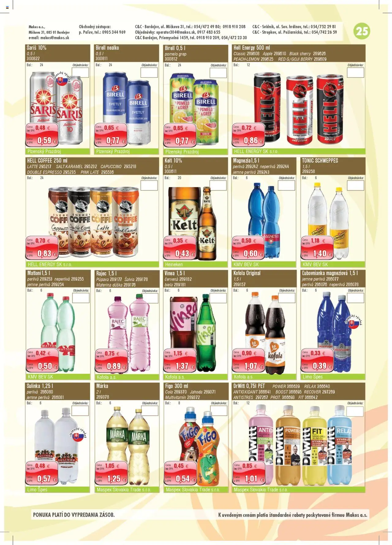 Nové Makos akcie – leták je platný od 29.09.2025 | Strana: 25 | Produkty: Rajec, Kofola, Šariš, Pomelo