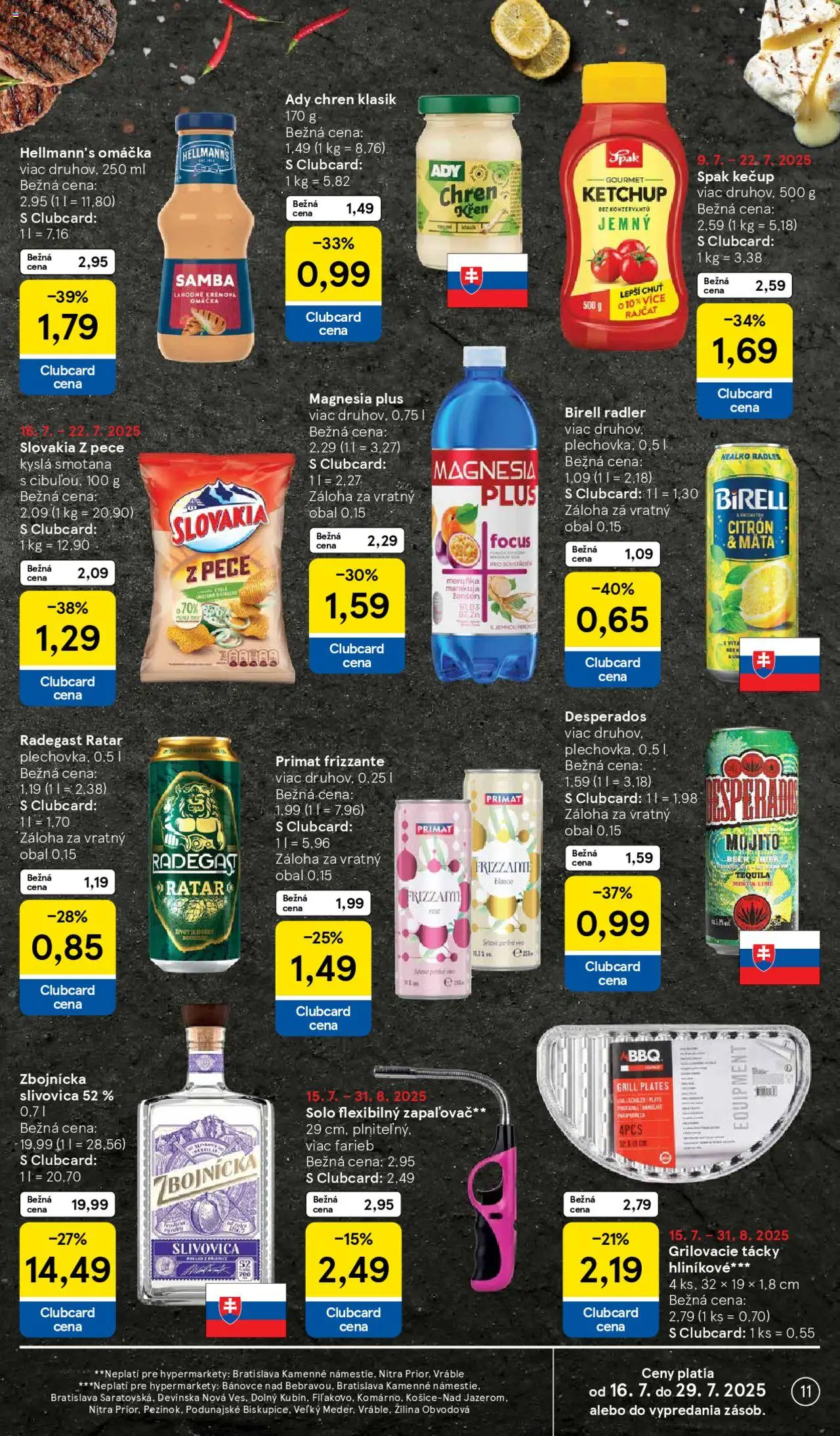 Tesco Hypermarket - leták │ platný od 16.07.2025 | Strana: 11 | Produkty: Birell, Desperados, Brandy, Omáčka