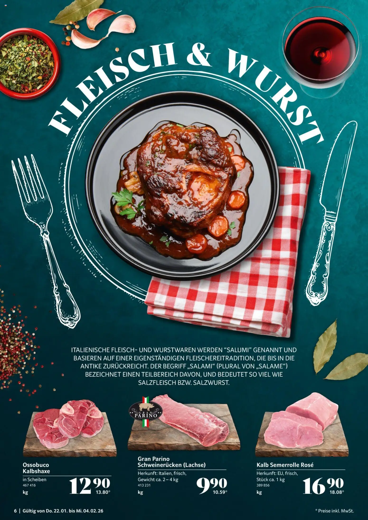 Selgros Gastronomie – gültig ab 22.01.2026 | Seite: 6 | Produkte: Gewicht, Wurst, Schweinerucken, Fleisch