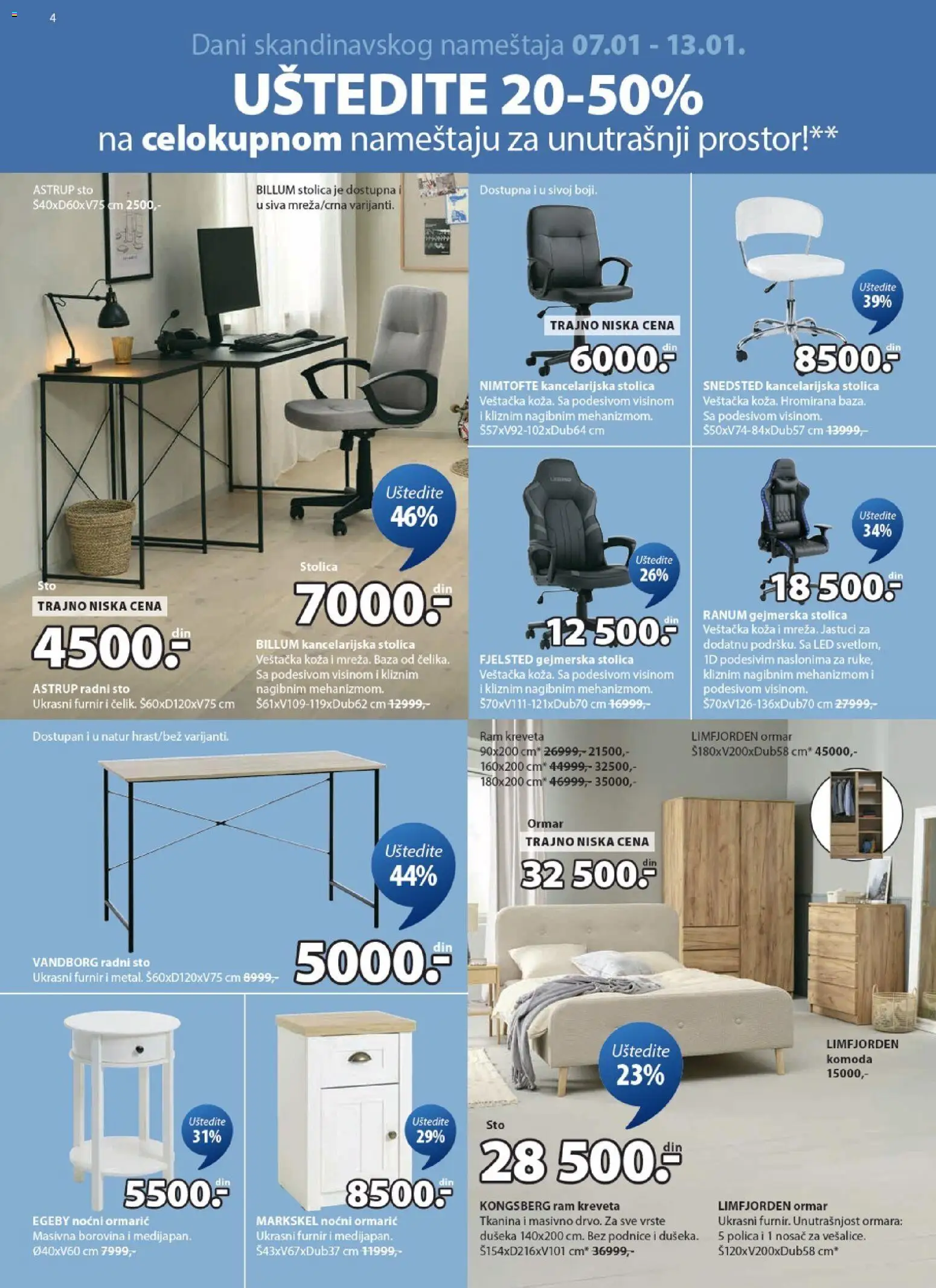 Jysk katalog - važi od 07.01.2026 | Strana: 4 | Proizvode: Komoda, Stolica, Radni sto, Gejmerska stolica