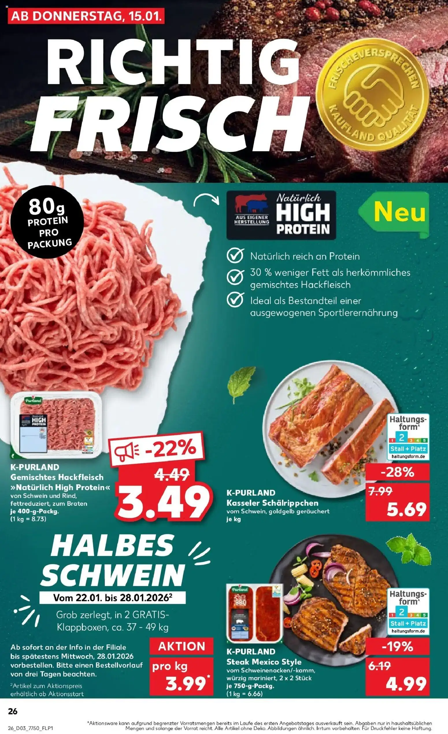 Kaufland prospekt Lörrach	 – gültig ab 15.01.2026 | Seite: 26 | Produkte: Steak, Hackfleisch