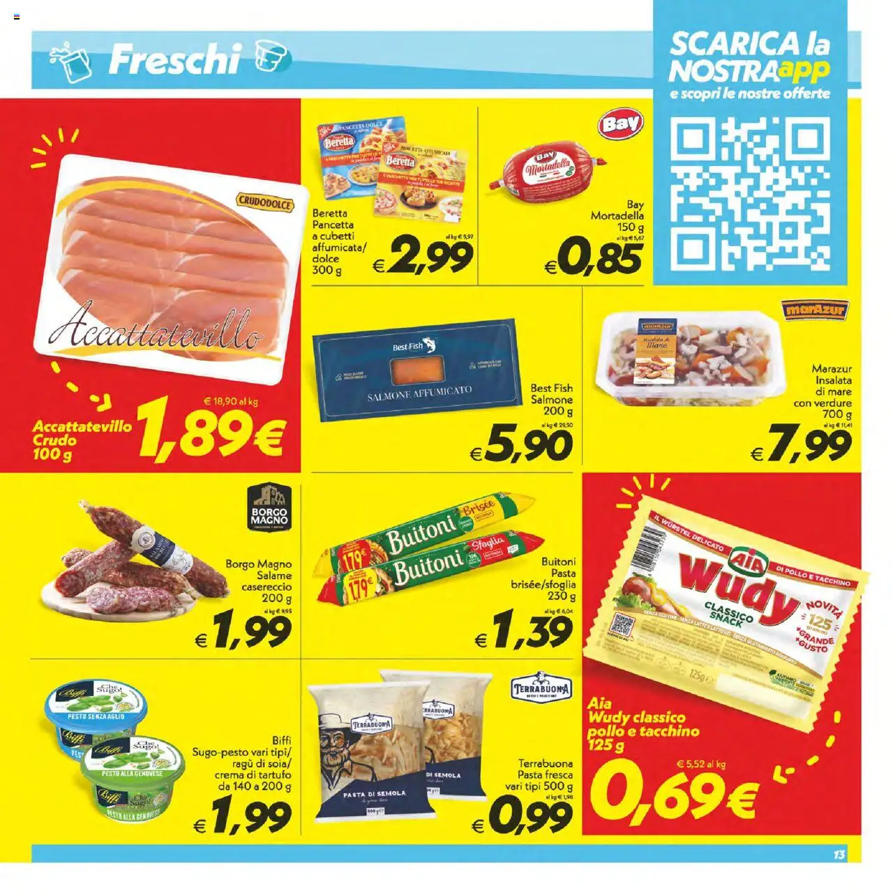 Volantino SuperConveniente del 12.09.2025 | Pagina: 13 | Prodotti: Salame, Insalata, Wurstel, Vaschette
