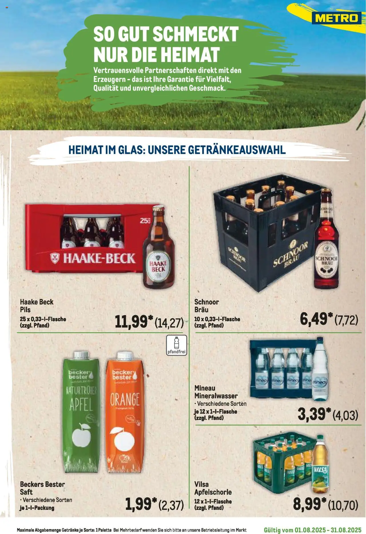 Metro Regionaler Flyer - gültig ab dem 01.08.2025 | Seite: 39 | Produkte: Pils, Äpfel, Mineralwasser, Saft