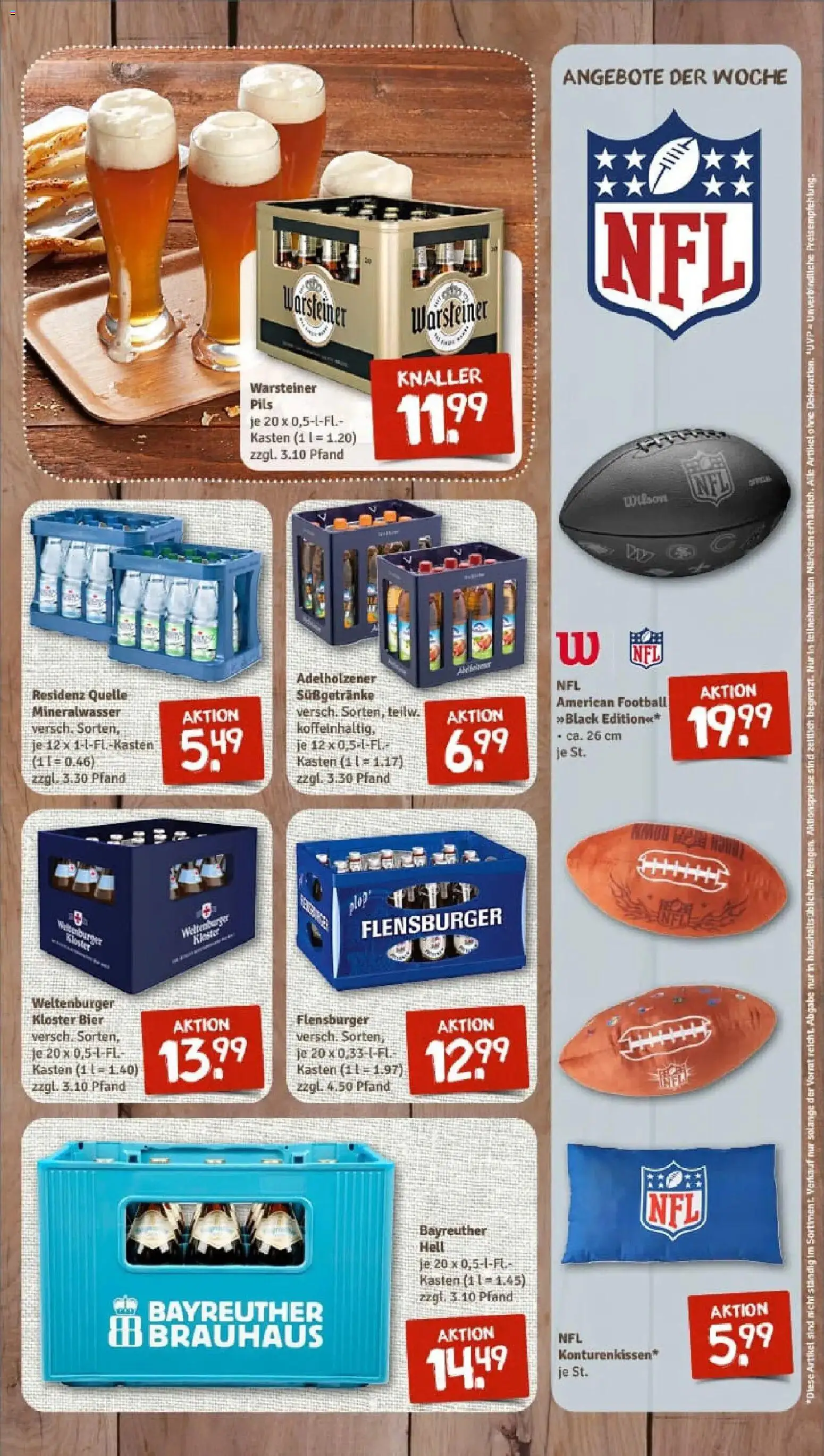 Rewe prospekt Waldmünchen	 – gültig ab 26.01.2026 | Seite: 7 | Produkte: Bayreuther hell, Adelholzener, Football, Warsteiner