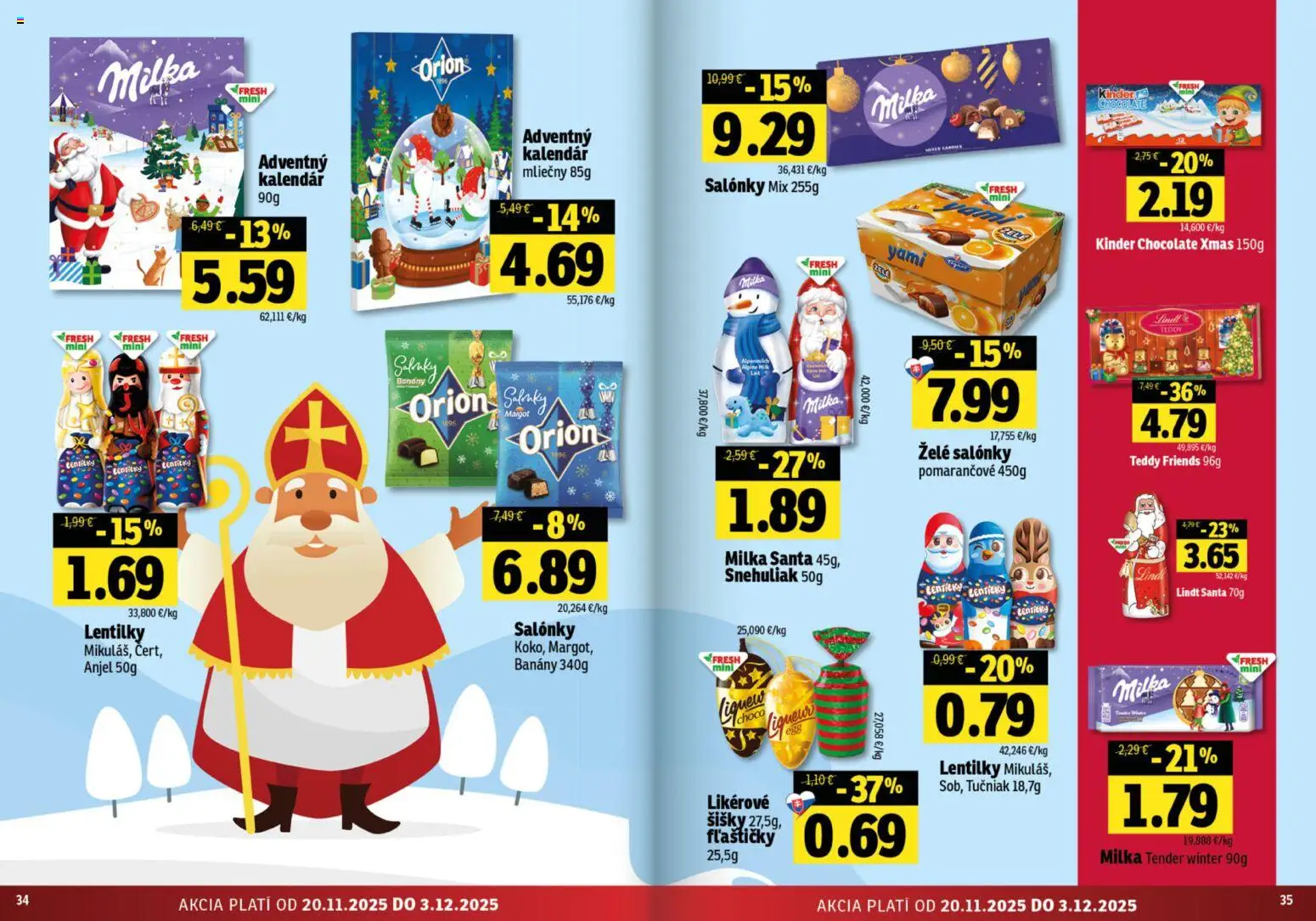 Nové Fresh akcie – leták je platný od 20.11.2025 | Strana: 18 | Produkty: Banány, Šišky, Lindt, Milka