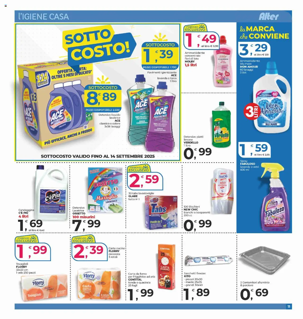 Volantino Alter Discount del 05.09.2025 | Pagina: 11 | Prodotti: Talco, Limone, Lavatrice, Alluminio
