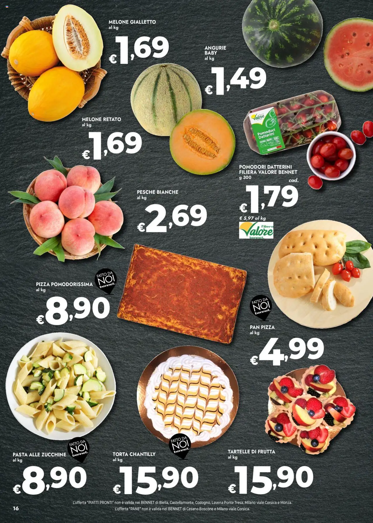 Volantino bennet del 05.06.2025 | Pagina: 16 | Prodotti: Pane, Frutta, Pasta, Zucchine