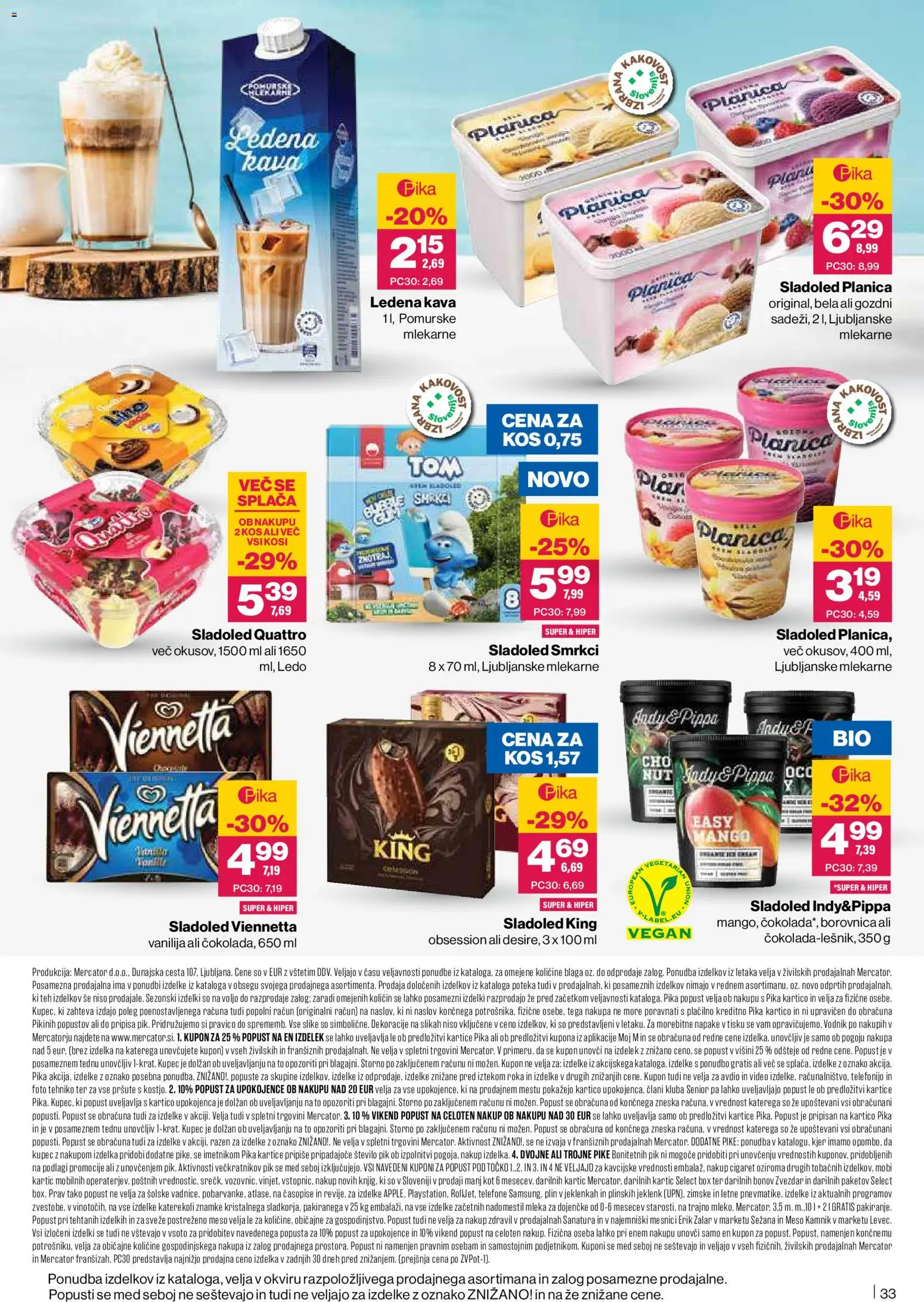 Novi Mercator katalog ponudbe – veljaven od 09.04.2026 | Stran: 33 | Izdelki: Video, Kos, Cokolada, Sladoled