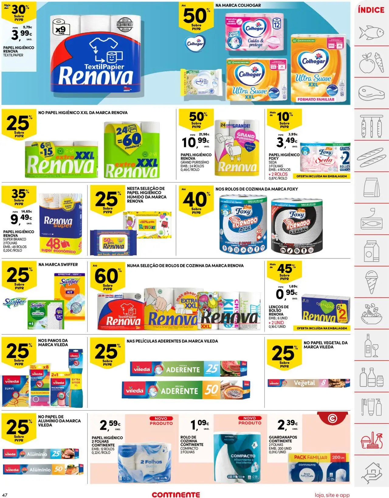 Continente folheto │ válido de 07.10.2025 | Página: 47 | Produtos: Papel higiénico, Guardanapos, Papel de alumínio