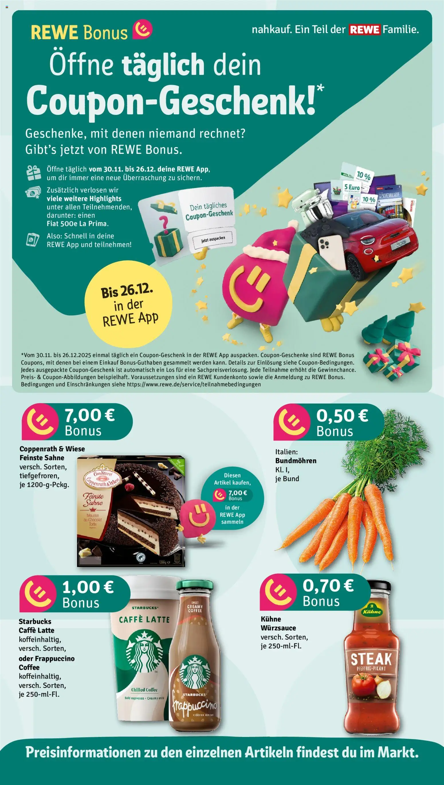 Nahkauf Prospekt – gültig ab 08.12.2025 | Seite: 4 | Produkte: Starbucks, Steak, Sahne