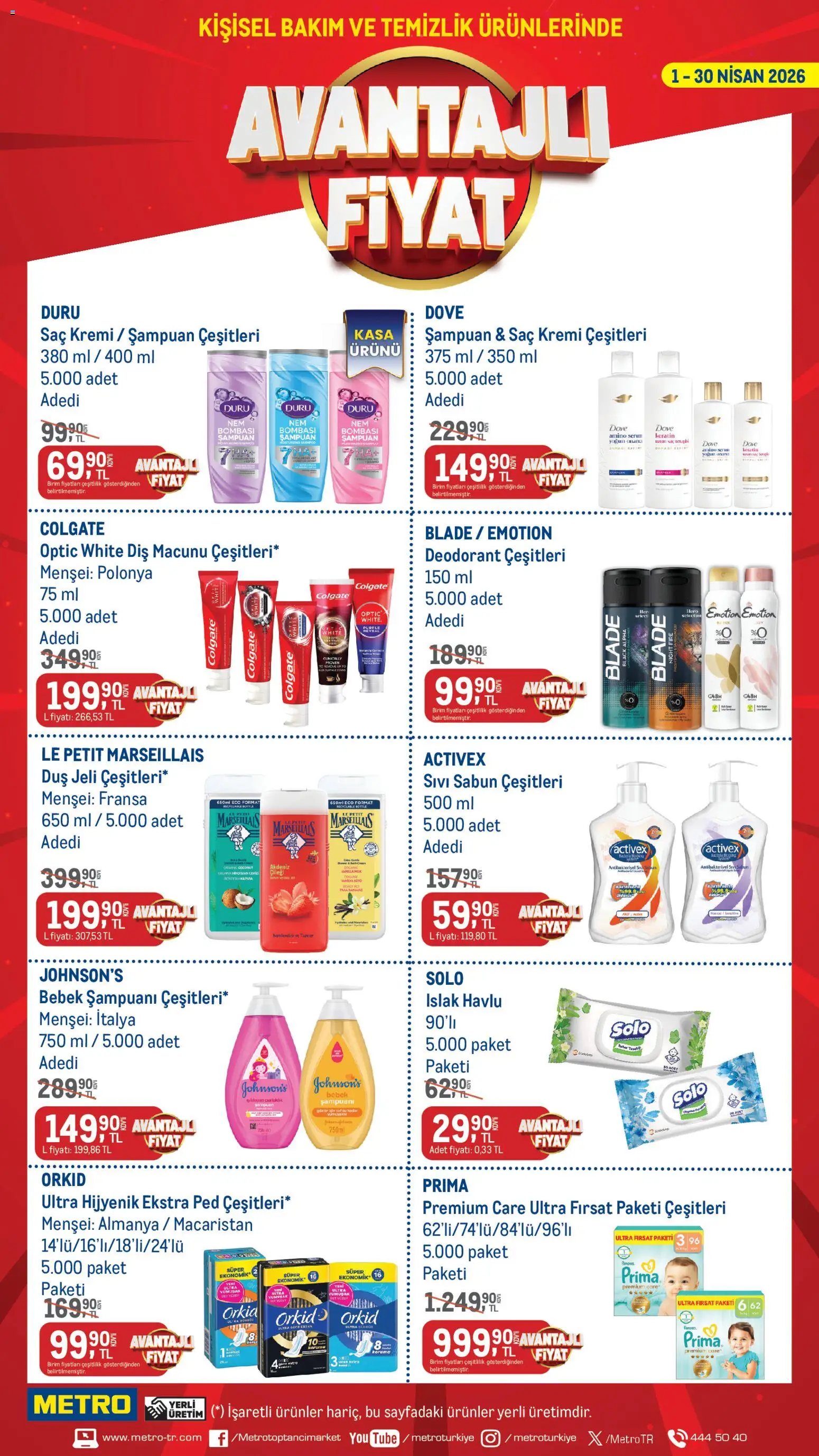 Metro - Temizlik | Kişisel bakım - 01.04.2026 tarihinden itibaren geçerlidir | Sayfa: 1