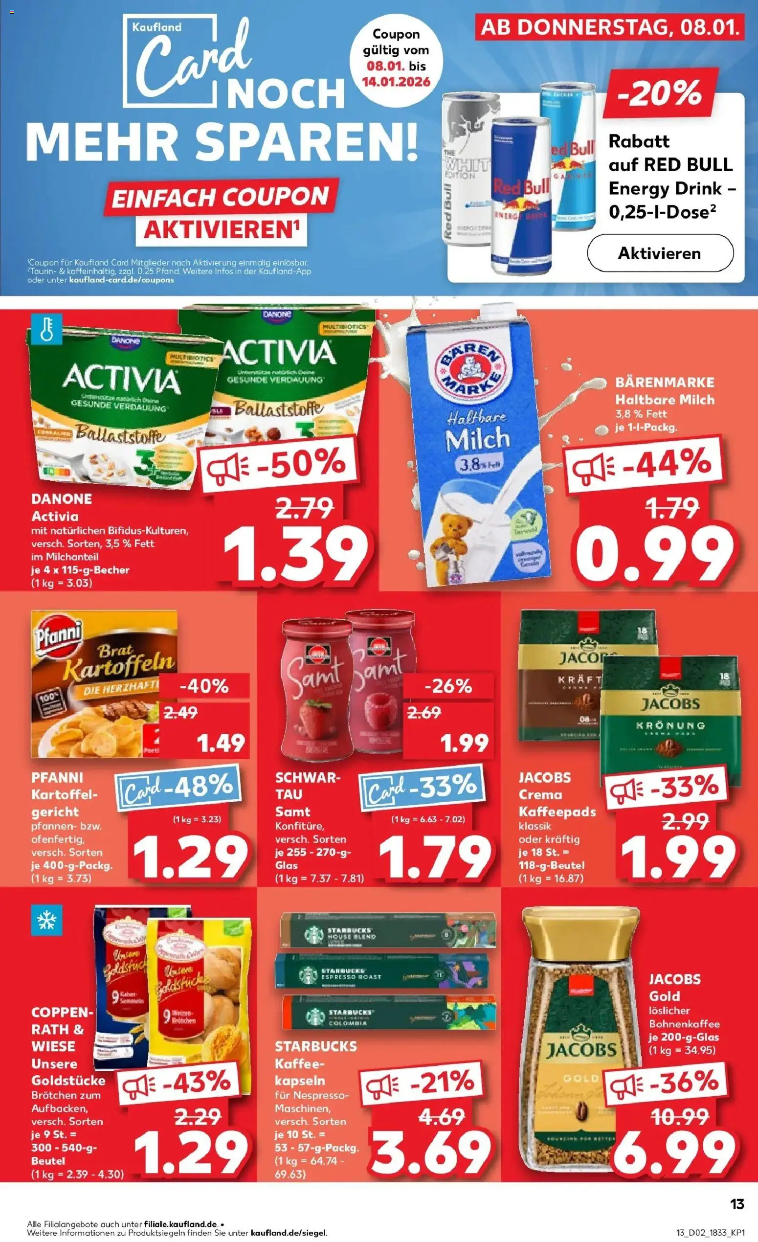Kaufland prospekt Borken	 – gültig ab 11.01.2026 | Seite: 13 | Produkte: Activia, Milch, Energy, Kartoffeln
