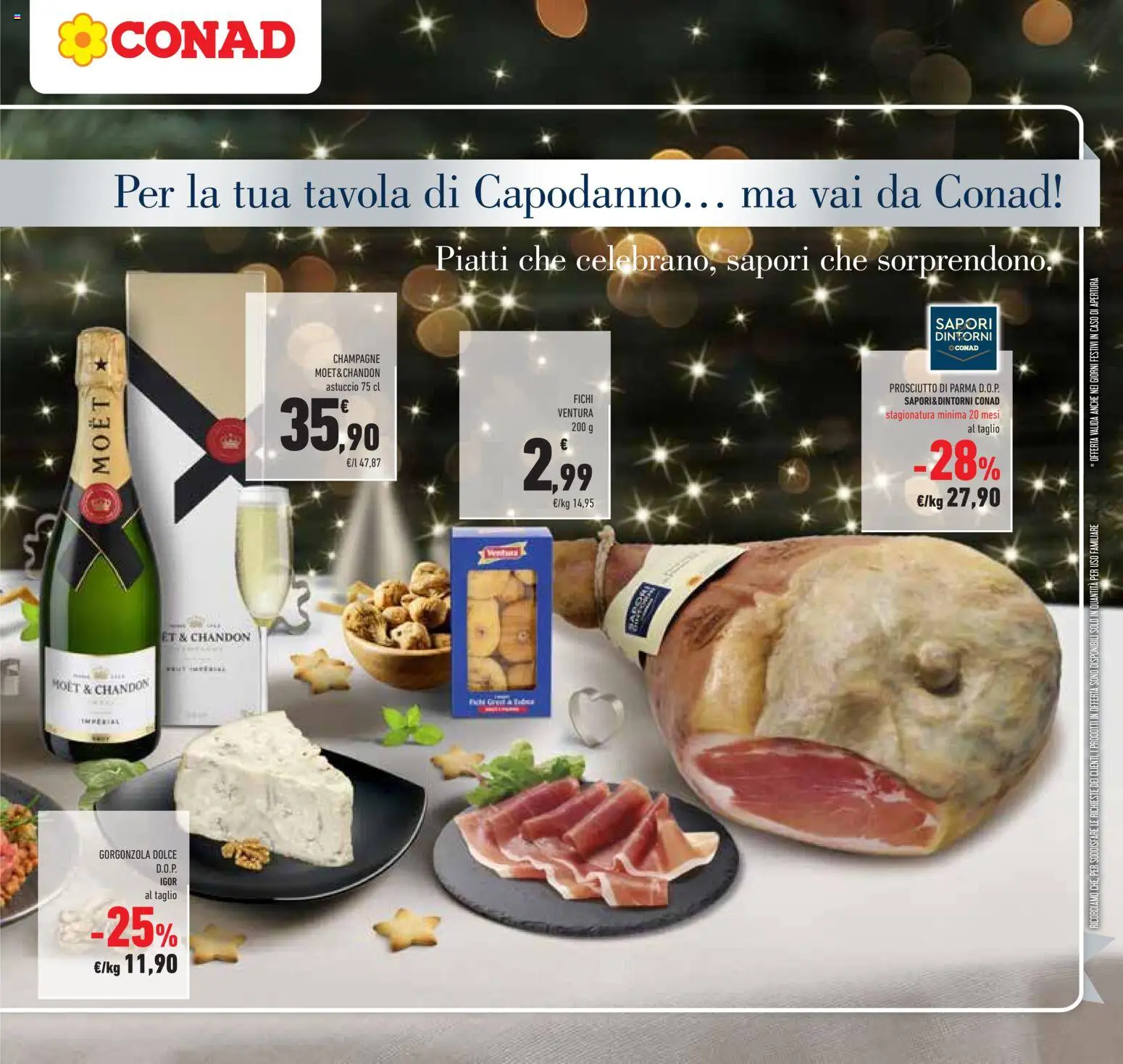 Volantino Conad del 27.12.2025 | Pagina: 5 | Prodotti: Prosciutto di Parma, Champagne, Astuccio, Gorgonzola