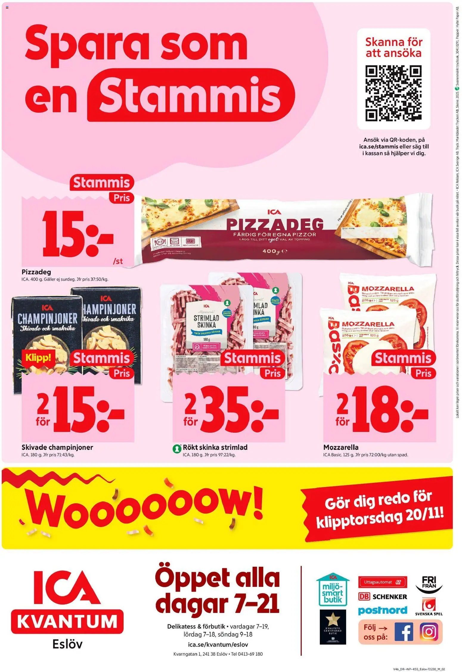 ICA Kvantum reklamblad aktuell från 10.11.2025 | Sida: 8 | Produkter: Galler, Skinka, Champinjoner, Spel