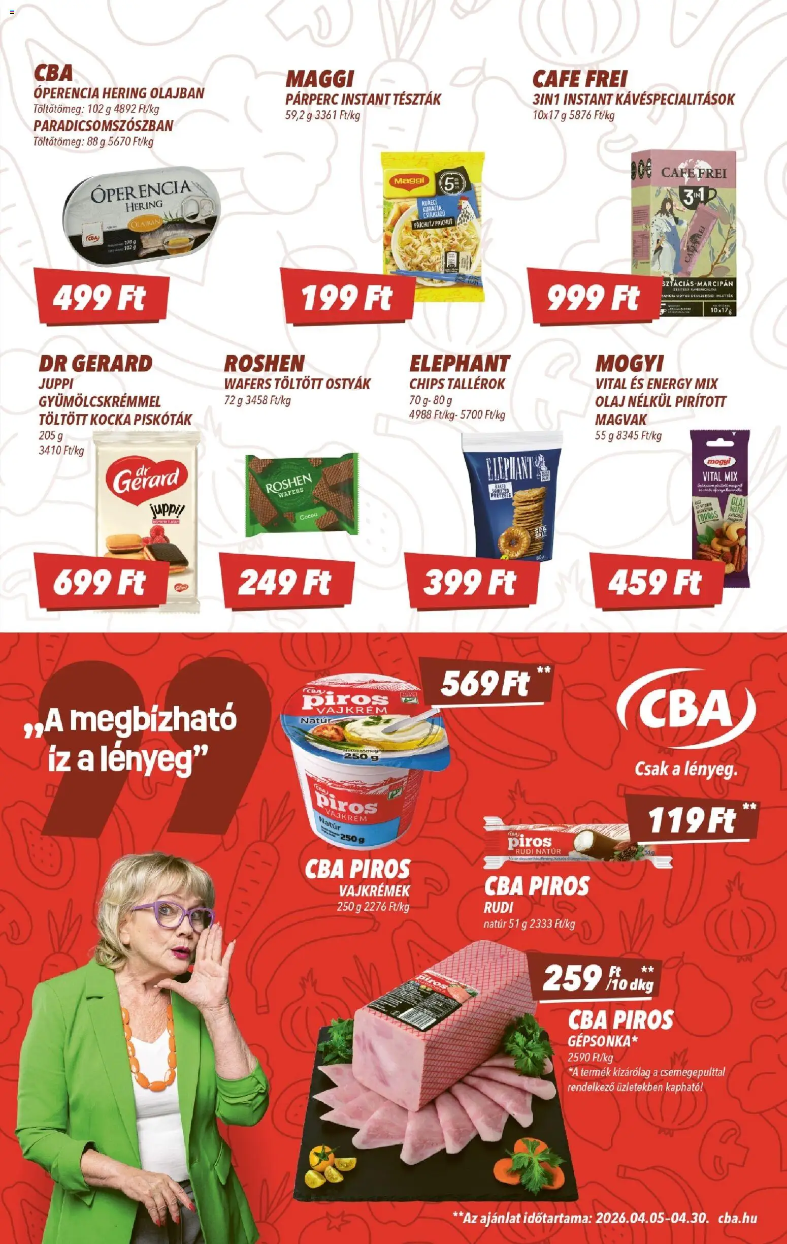CBA akciós ujság - amely érvényes a következő dátumtól: 23.04.2026 | Oldal: 5 | Termékek: Hering, Maggi, Olaj, Vajkrém