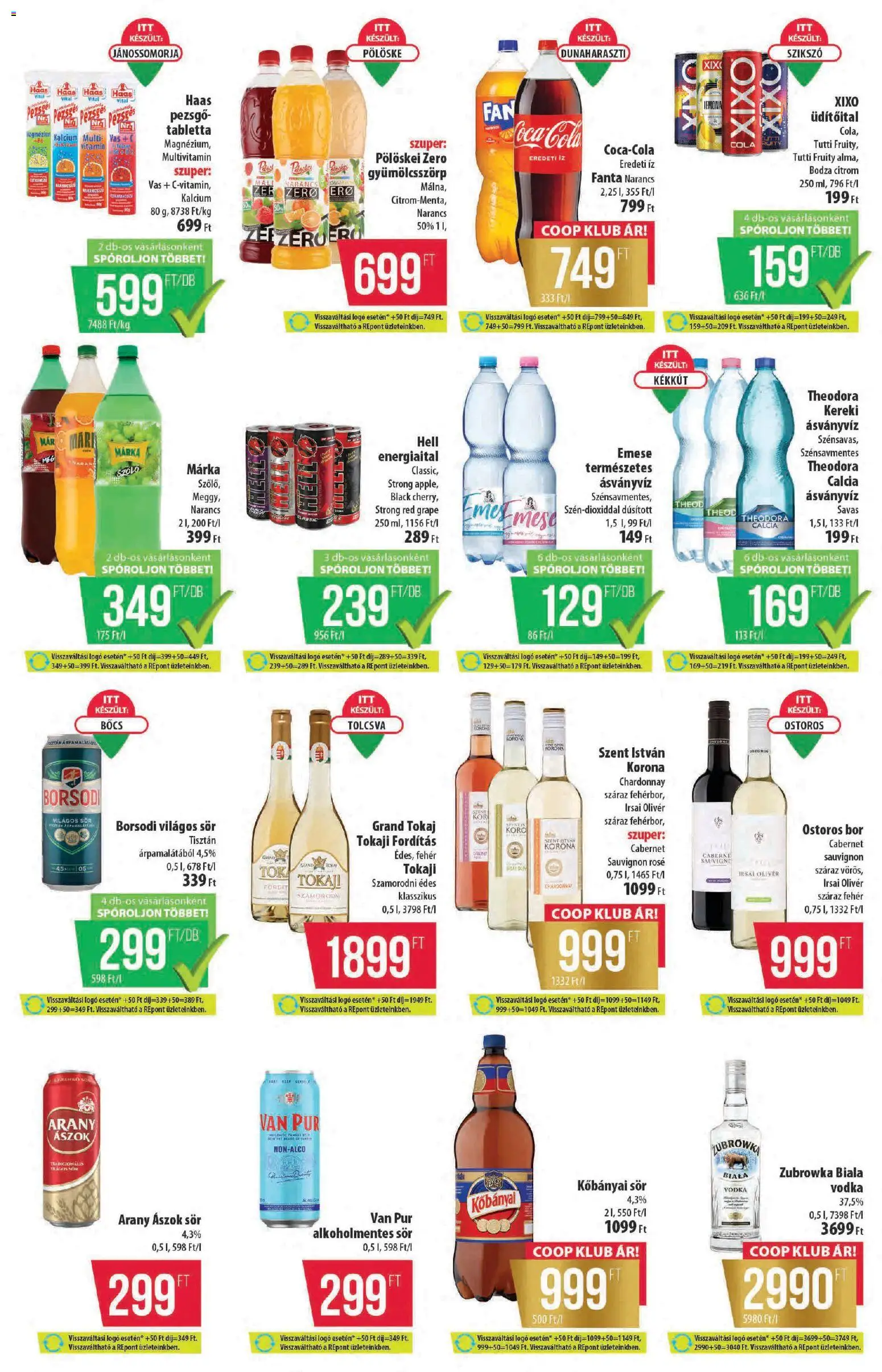 COOP akciós ujság - amely érvényes a következő dátumtól: 06.11.2025 | Oldal: 10 | Termékek: Fanta, Cola, Sör, Alkoholmentes sör