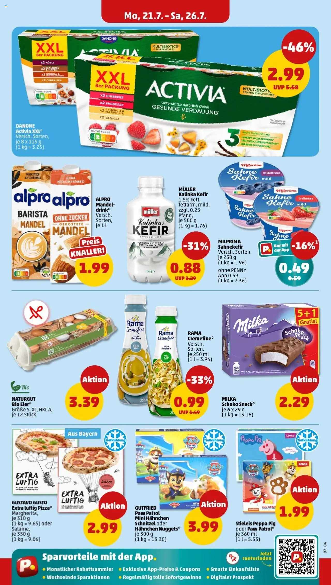 Penny - Bayern  - gültig ab dem 21.07.2025 | Seite: 7 | Produkte: Activia, Rama cremefine, Schnitzel, Milka