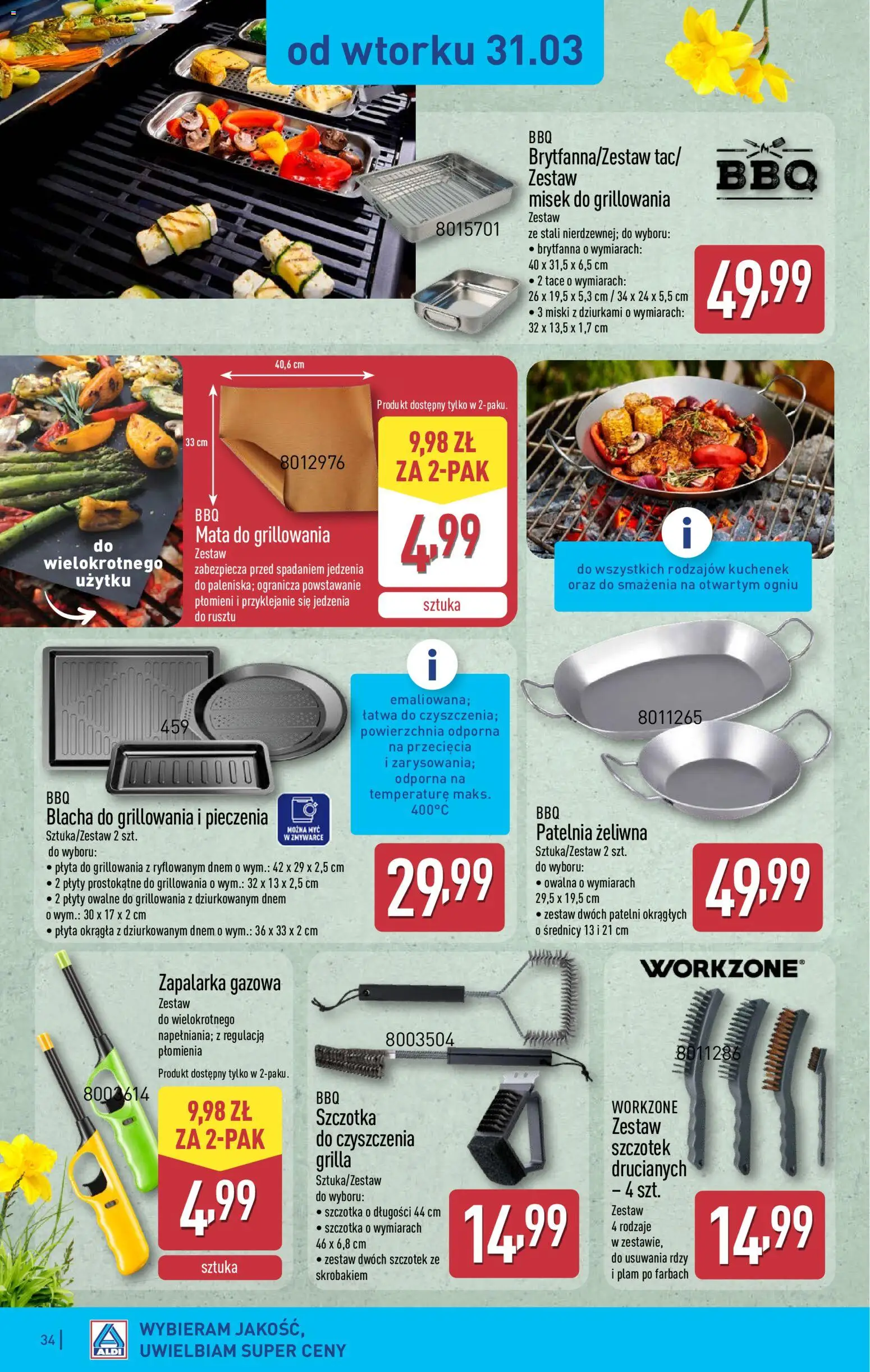Aldi gazetka od 30.03.2026 | Strona: 34 | Produkty: Plyty, Szczotka, Patelnia