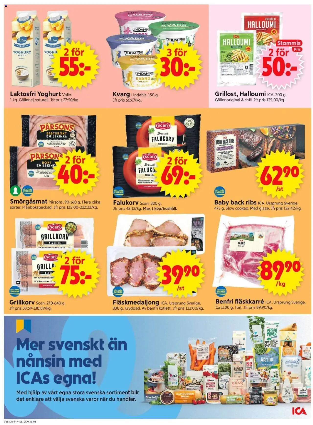 ICA Supermarket reklamblad aktuell från 11.08.2025 | Sida: 4 | Produkter: Strösocker, Mjölk, Yoghurt, Bröd