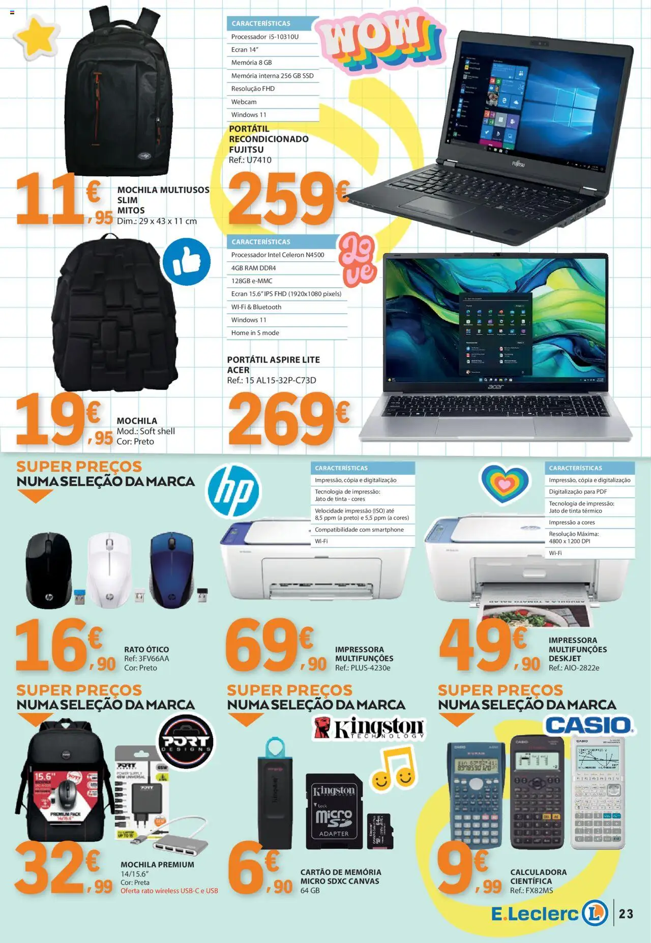 E.Leclerc - Folheto Regresso Aulas │ válido de 05.08.2025 | Página: 23 | Produtos: Smartphone, Calculadora, Tinta, Webcam