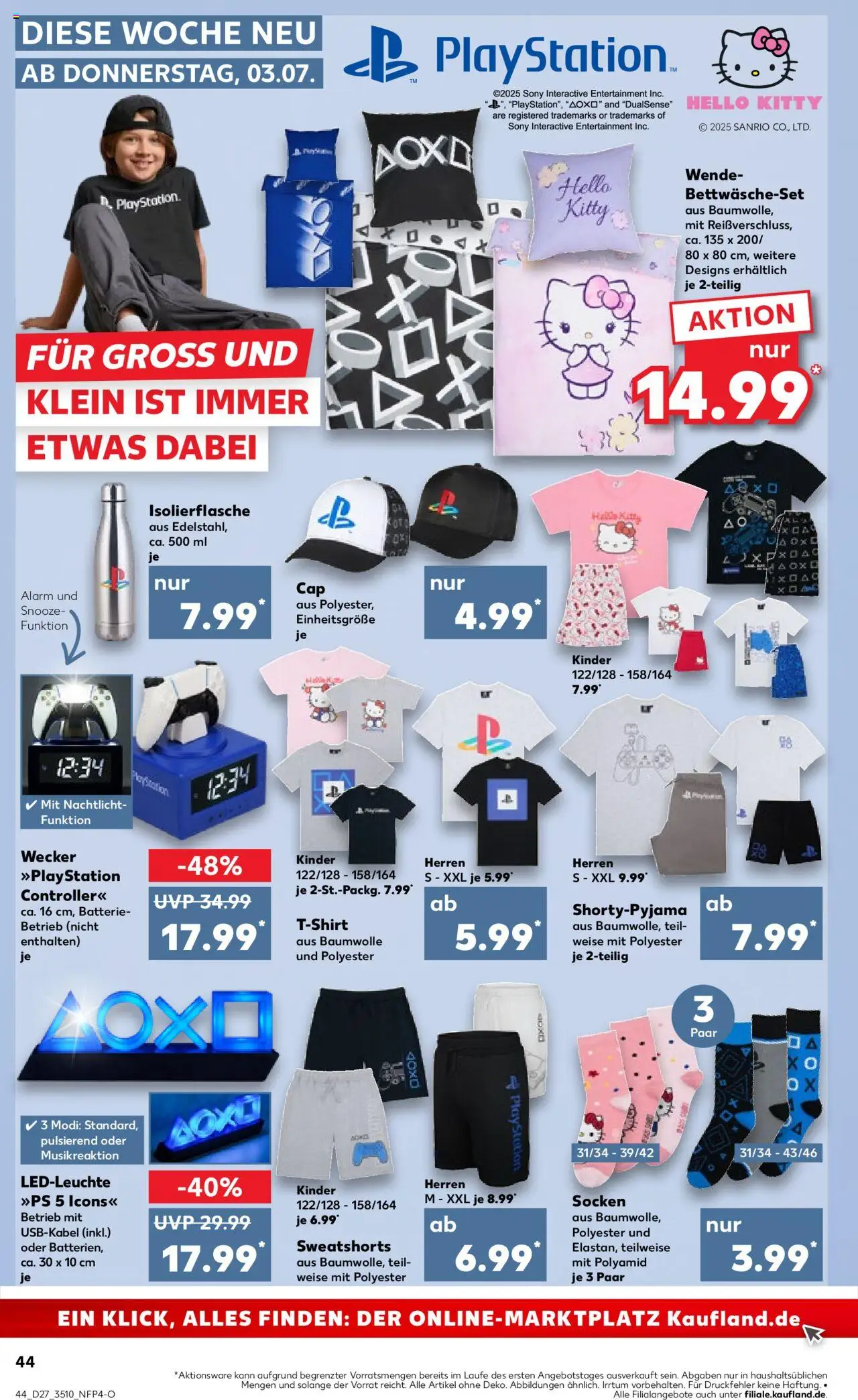 Kaufland prospekt Leipzig	 - gültig ab dem 03.07.2025 | Seite: 44 | Produkte: Sony, Sweatshorts, Nachtlicht, Wecker