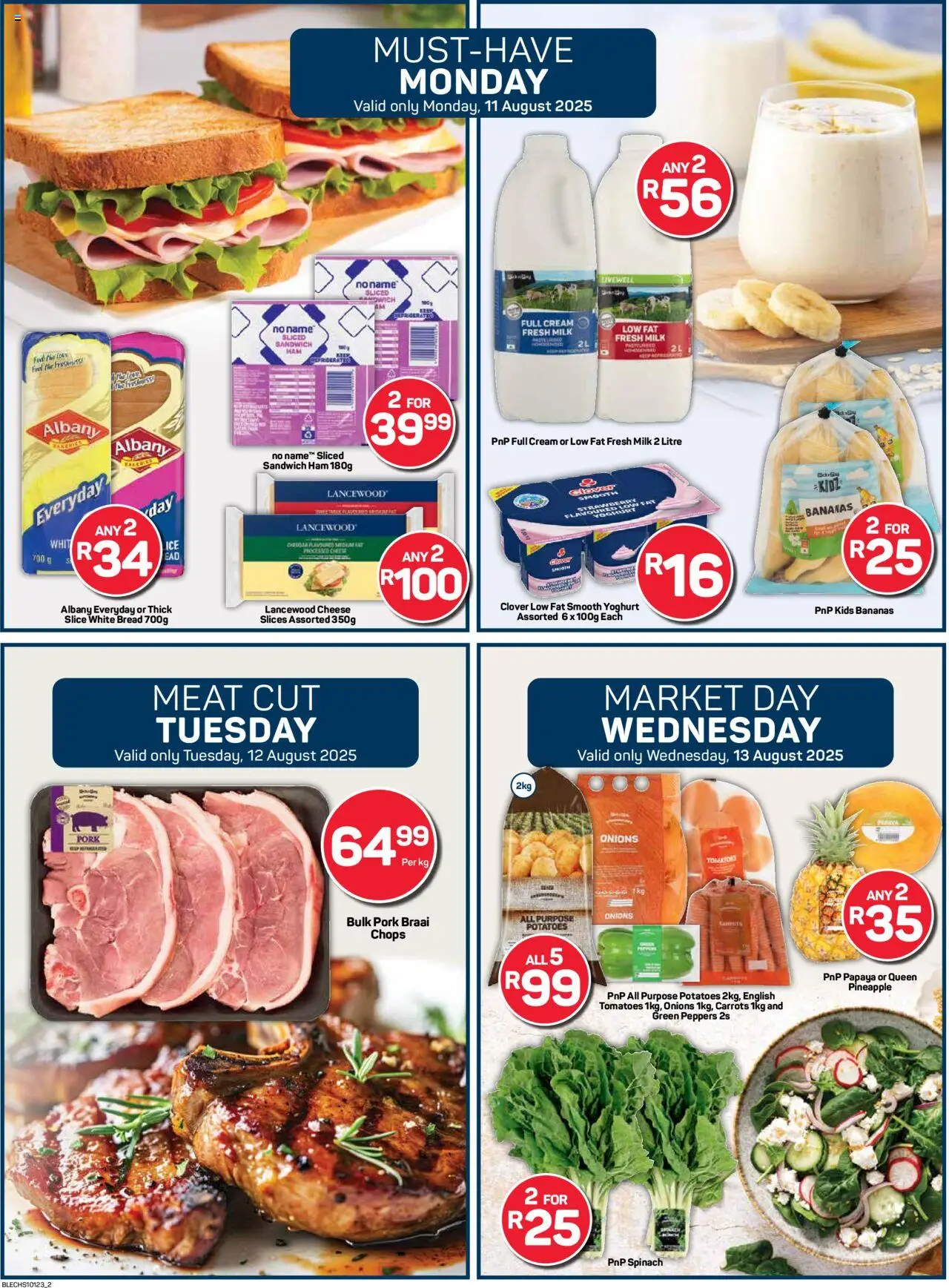 Pick n Pay Eastern Cape - Weekly Specials │ valid from 11.08.2025 | Page: 2 | Products: Yoghurt, Milk, Bread, Onions