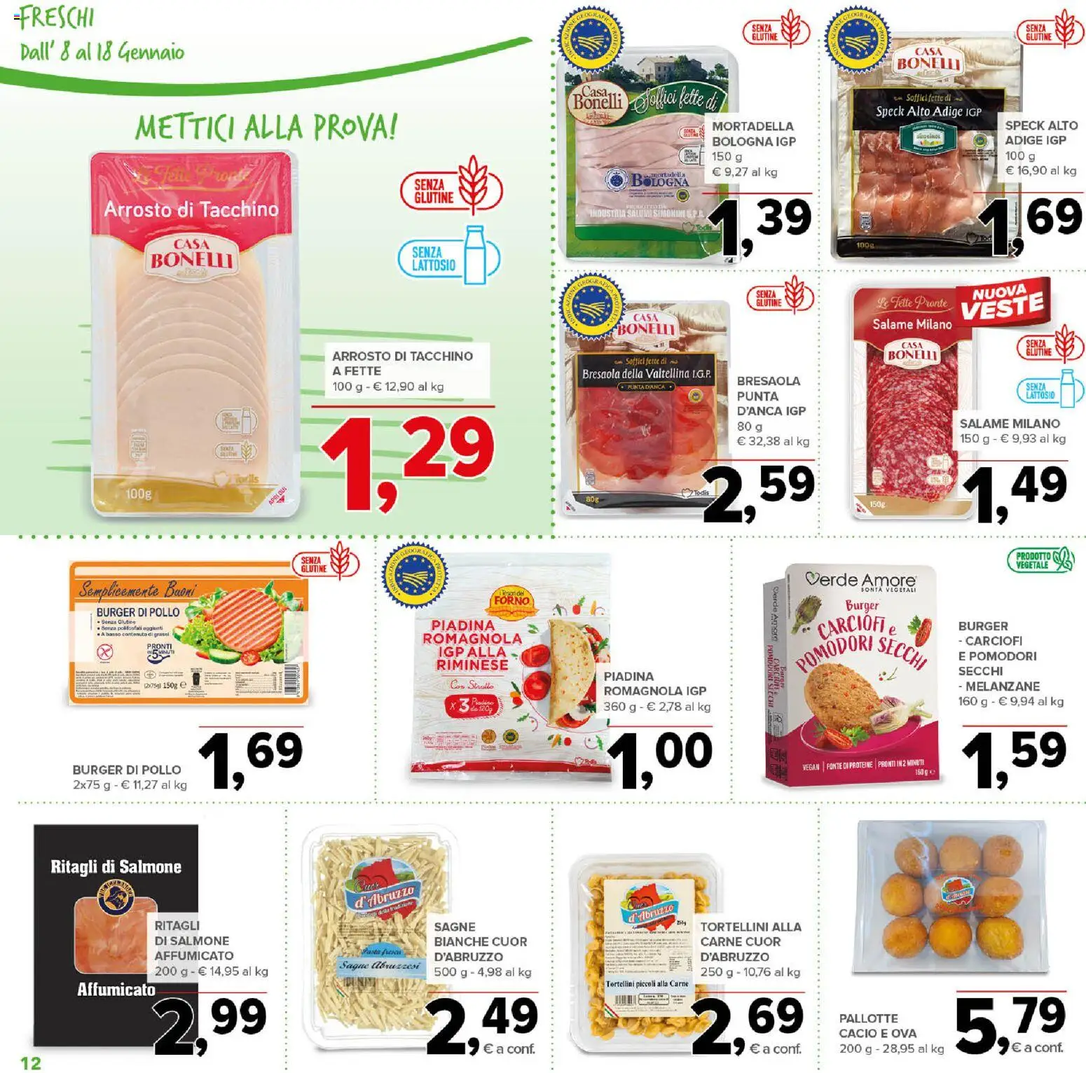 Volantino Todis del 08.01.2026 | Pagina: 12 | Prodotti: Salmone, Tacchino, Pasta, Piadina