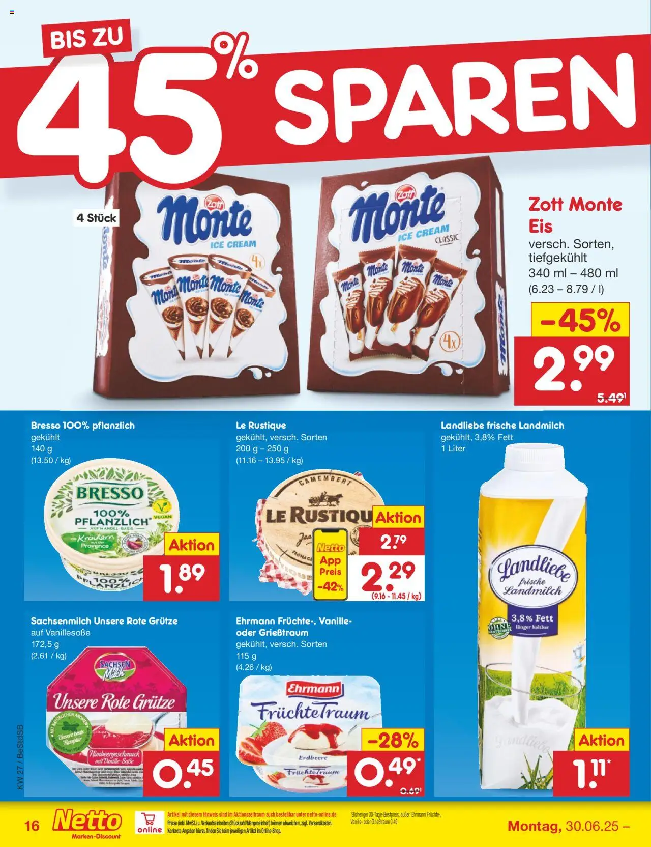 Netto Marken-Discount Prospekt 	 - gültig ab dem 30.06.2025 | Seite: 18 | Produkte: Bresso, Eis