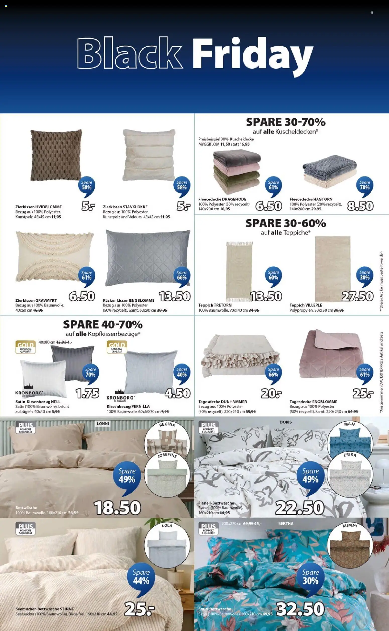 JYSK - Black Friday – gültig ab 24.11.2025 | Seite: 5 | Produkte: Tagesdecke, Teppich, Bettwäsche
