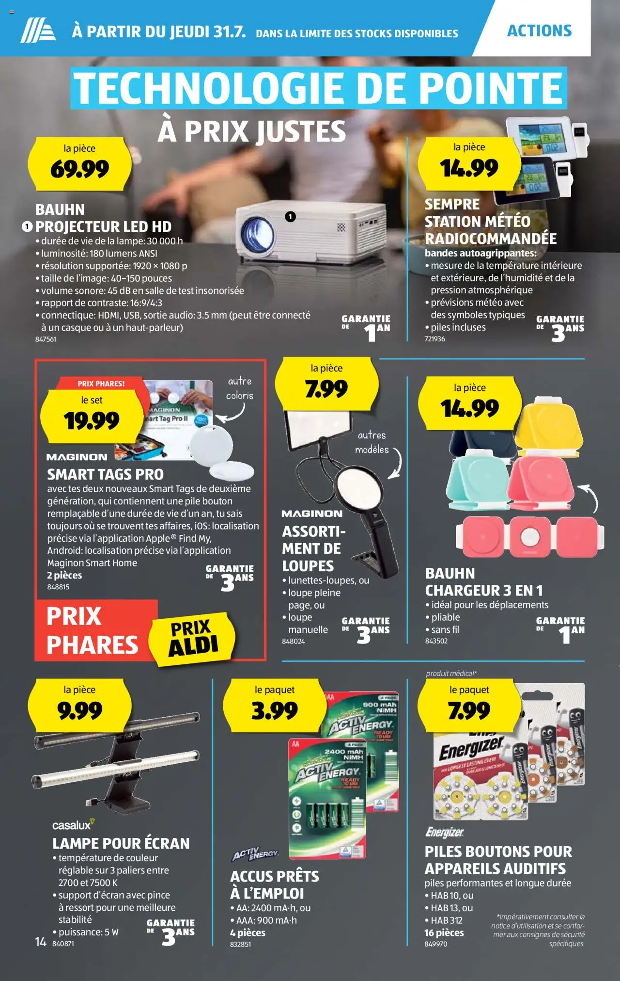 Aldi Prospectus ab 31.07.2025 | Seite: 14 | Produkte: Lampe, Audio
