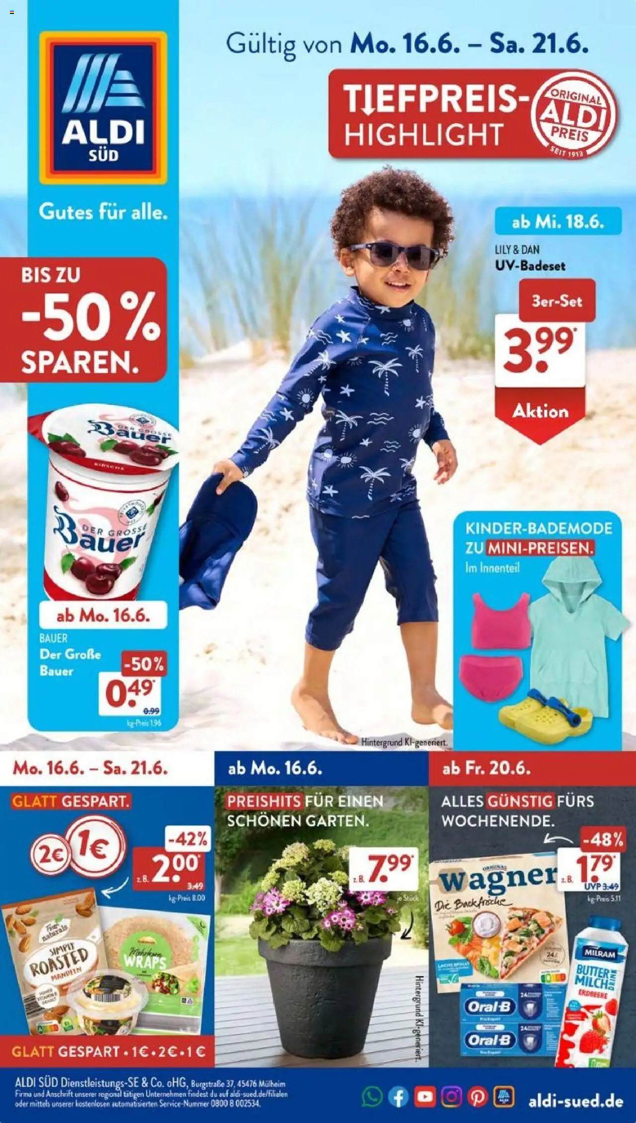 Aldi Süd Prospekt 	 - gültig ab dem 16.06.2025 | Seite: 1 | Produkte: Buttermilch, Milch, Butter, Milram