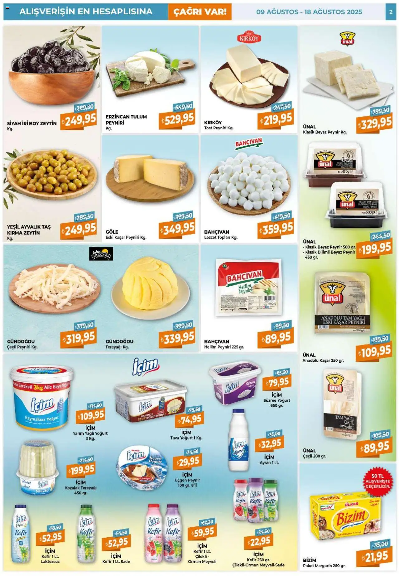Çağrı Market Katalog - 09.08.2025 tarihinden itibaren geçerlidir | Sayfa: 2 | Ürünler: Kefir, Yoğurt, Cin, Zeytin