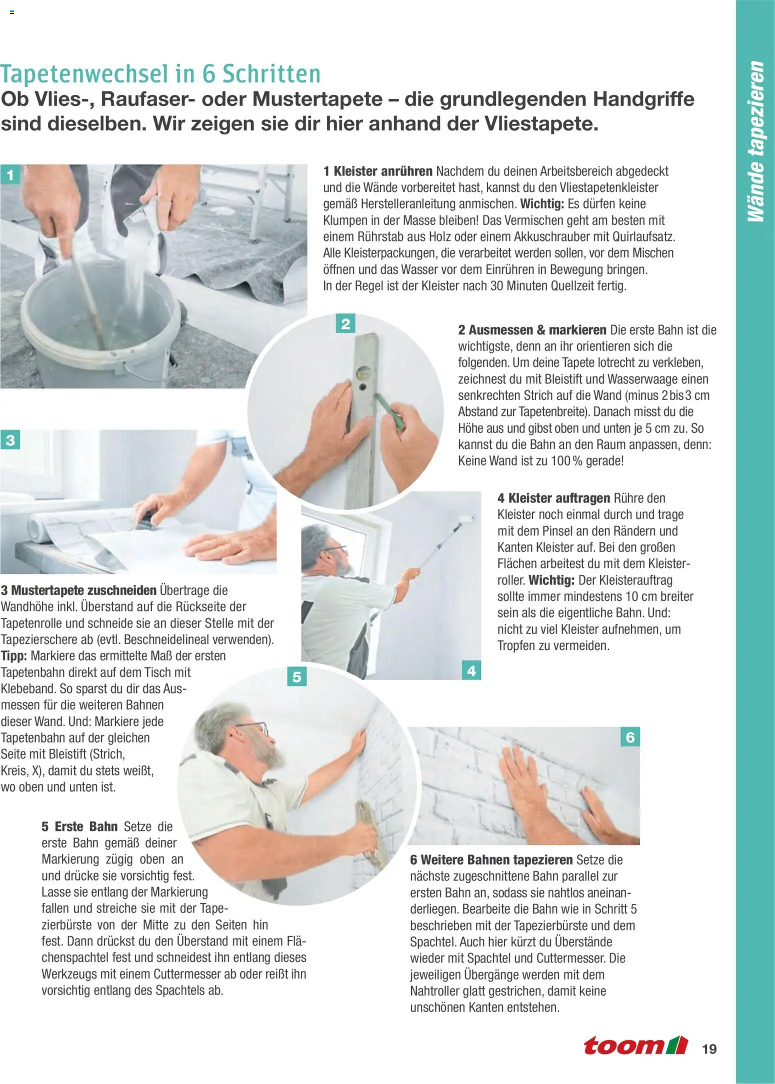 Toom Baumarkt Wände streichen und tapezieren – gültig ab 01.01.2026 | Seite: 19 | Produkte: Tisch, Pinsel, Akkuschrauber, Wasser