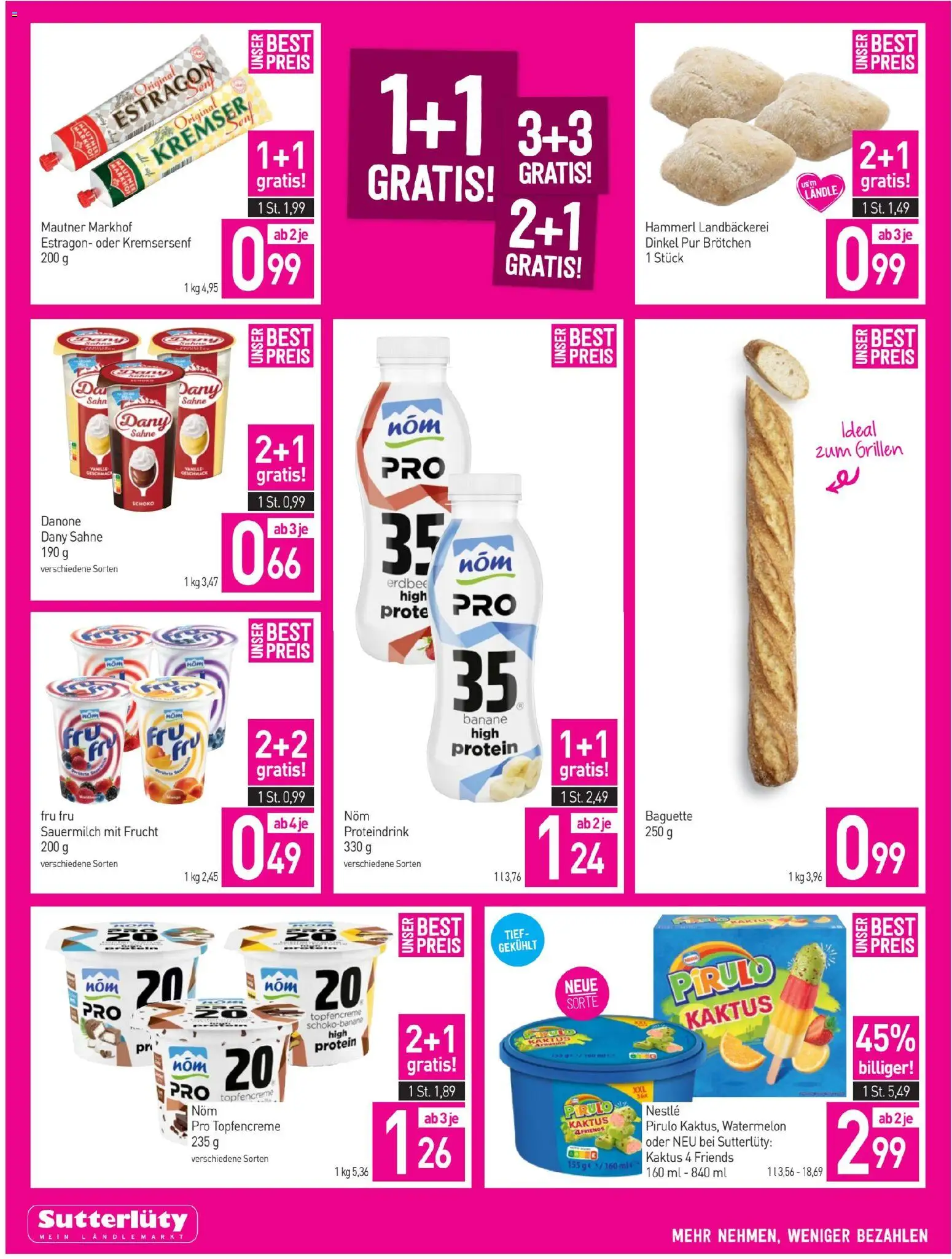 Sutterlüty Flugblatt gültig ab 23.04.2026 | Seite: 4 | Produkte: Sahne, Jääkaappipakastin