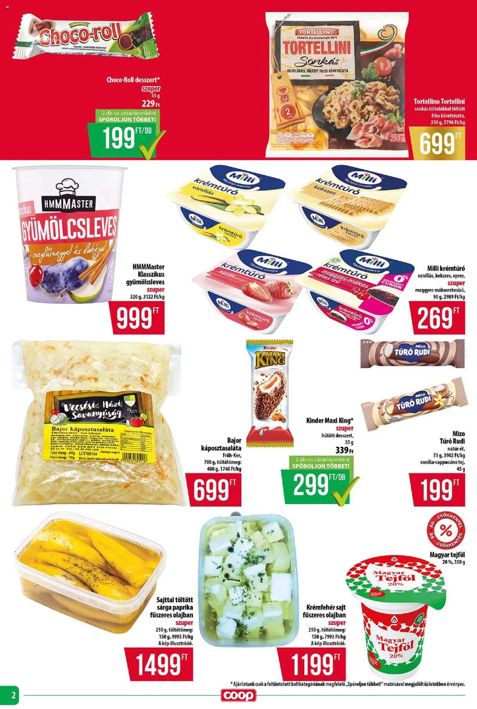 COOP Szolnok akciós ujság - amely érvényes a következő dátumtól: 12.02.2026 | Oldal: 2 | Termékek: Túró rudi, Sajt, Tészta, Tejföl