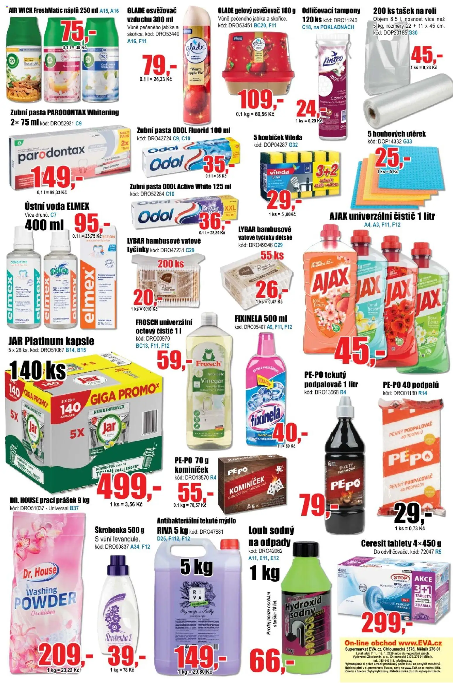 Eva supermarket leták od 07.01.2026 | Strana: 6 | Produkty: Ajax, Univerzální čistič, Air Wick, Jar platinum