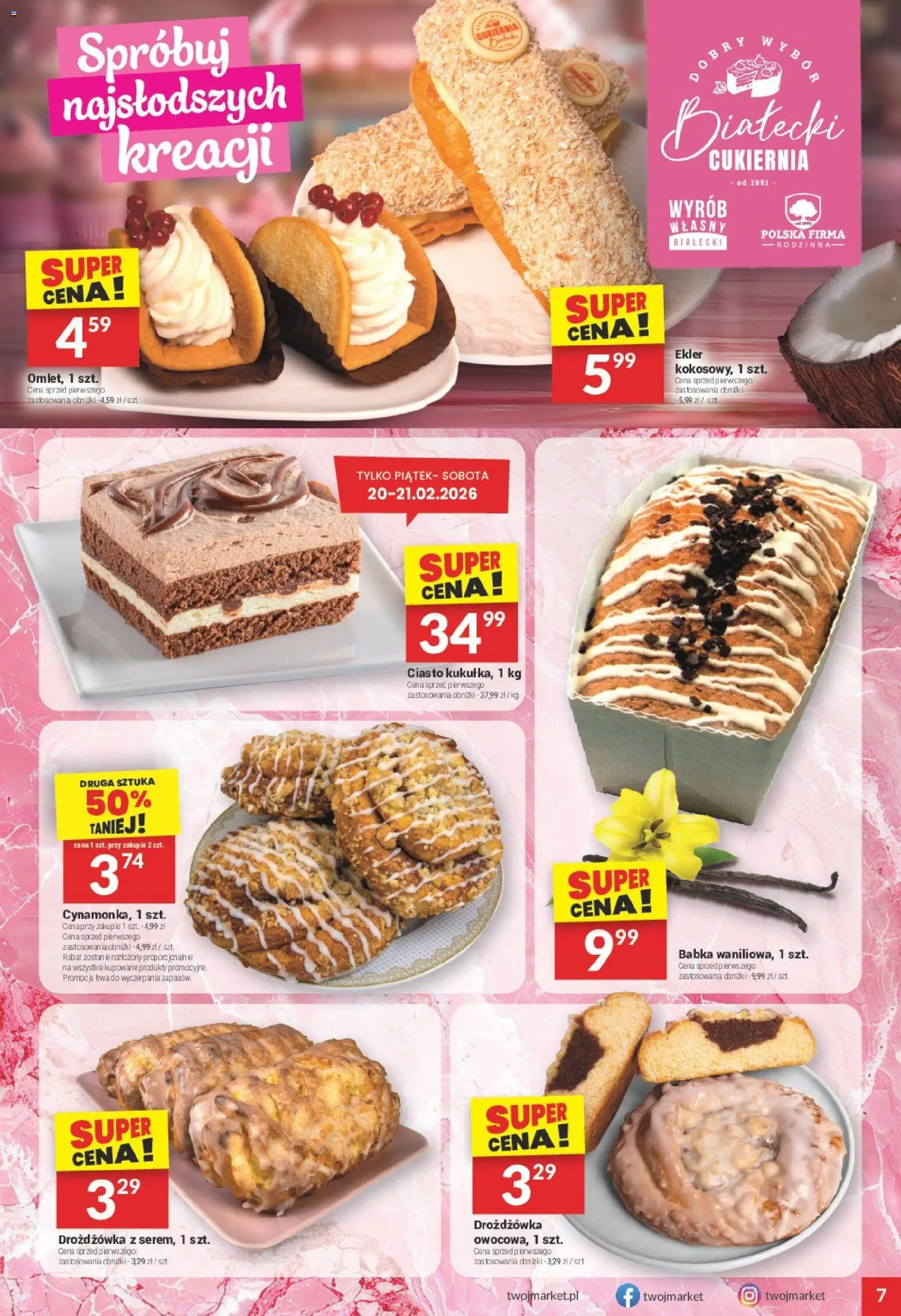 Twój Market Gazetka od 18.02.2026 | Strona: 7 | Produkty: Ciasto, Babka