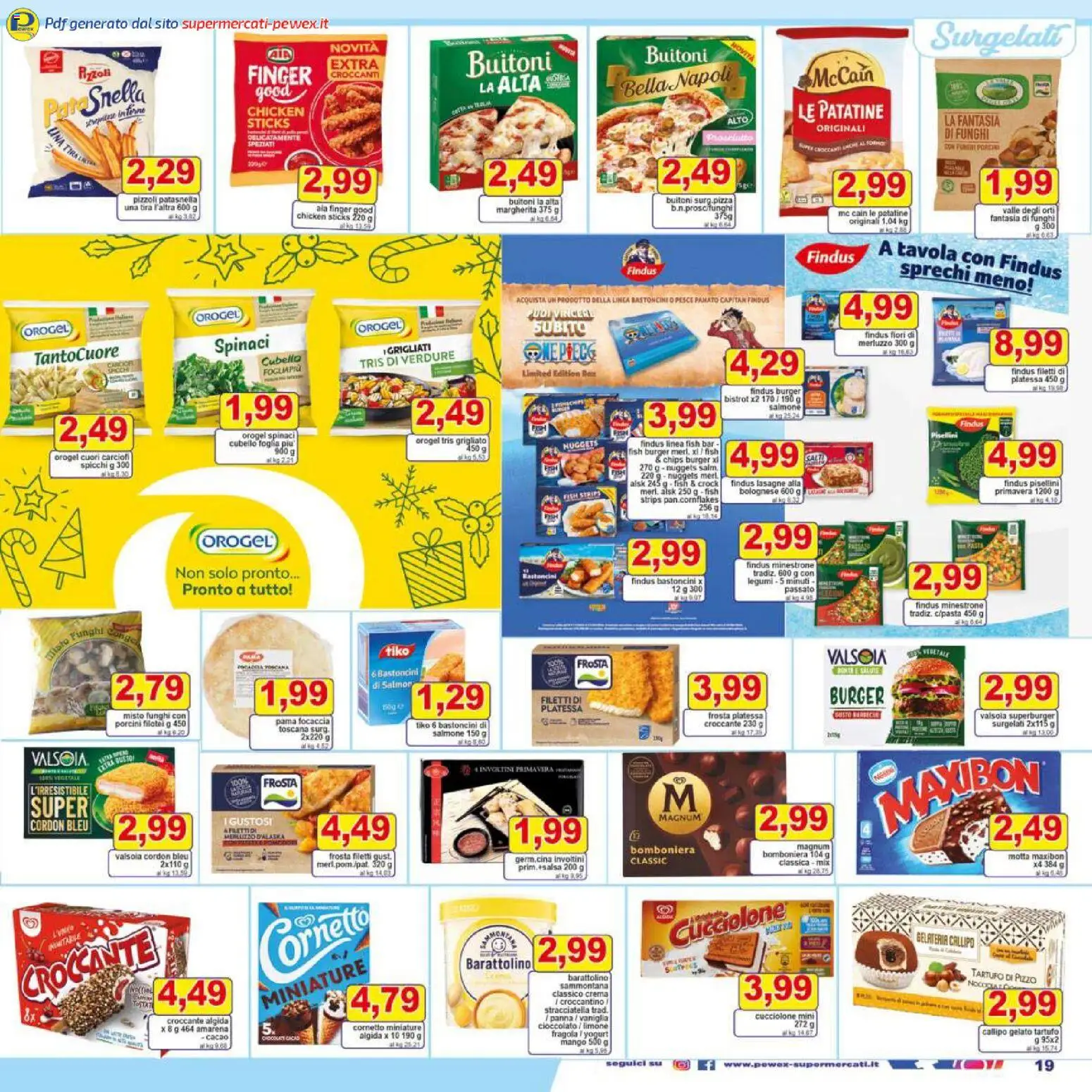 Volantino Pewex del 16.12.2025 | Pagina: 19 | Prodotti: Patatine, Panna, Carciofi, Cacao