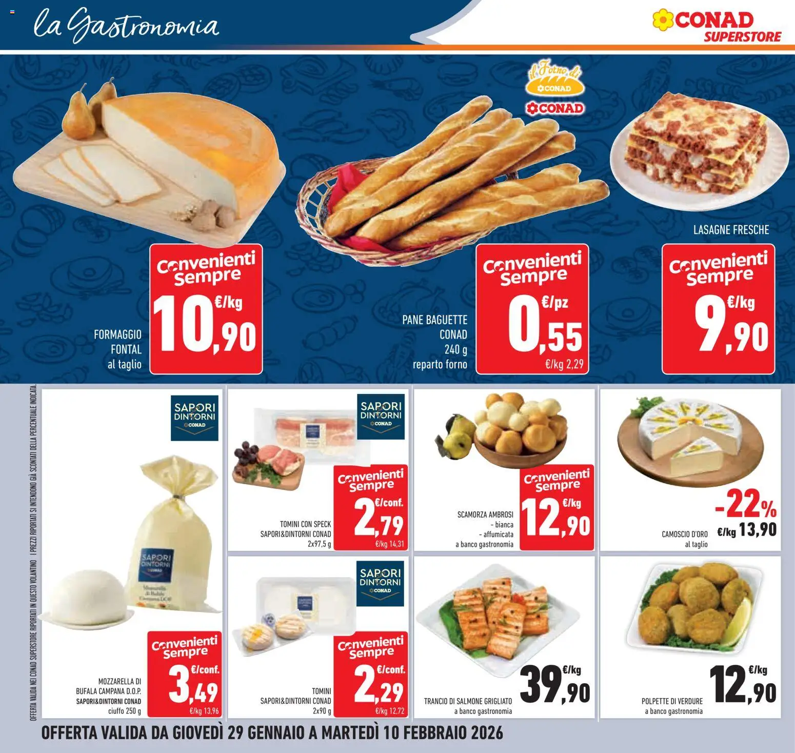 Volantino Conad del 29.01.2026 | Pagina: 8 | Prodotti: Pane, Salmone, Mozzarella, Forno