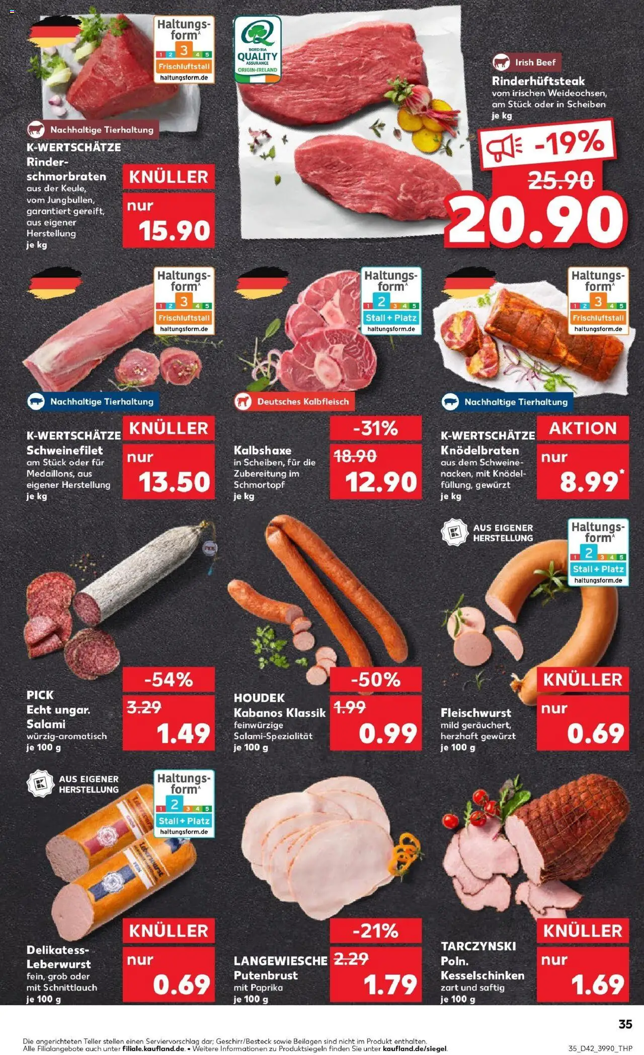 Kaufland prospekt Nienburg	 – gültig ab 19.10.2025 | Seite: 35 | Produkte: Schweinefilet, Paprika, Salami, Steak