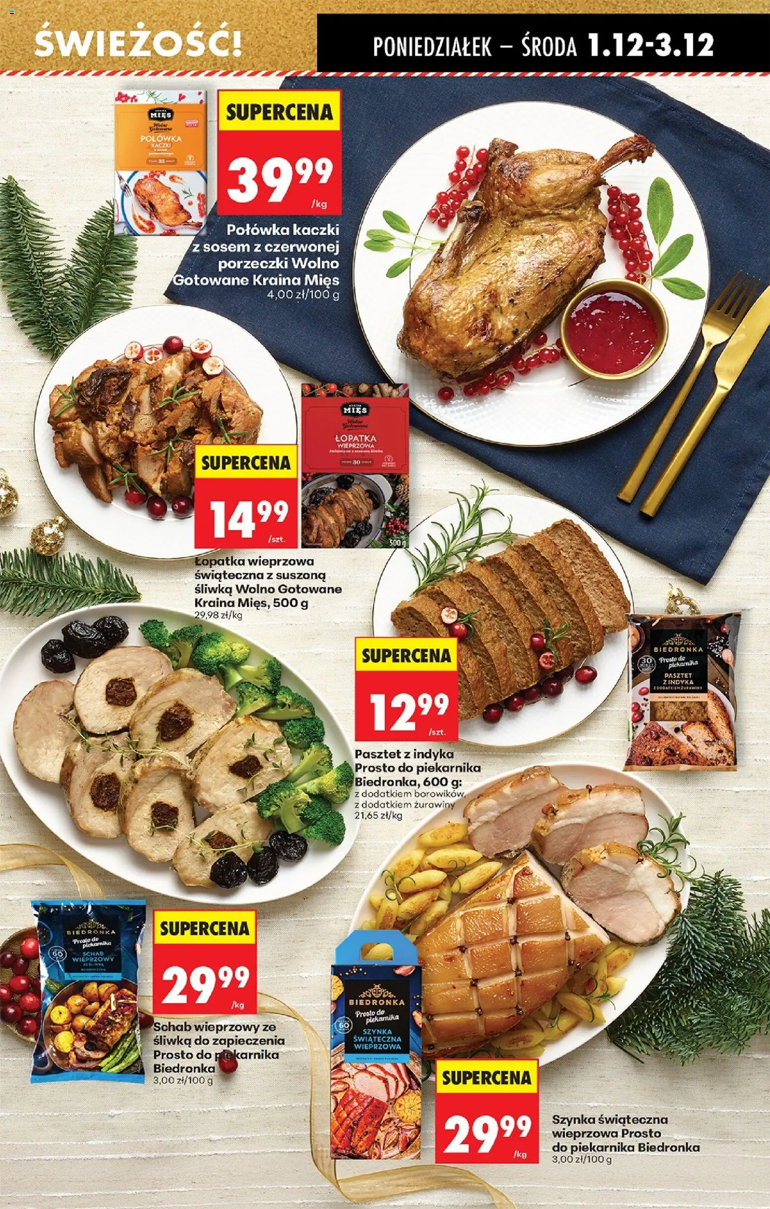 Biedronka gazetka od 01.12.2025 | Strona: 41 | Produkty: Schab, Pasztet z indyka, Kraina mięs, Wolno gotowane