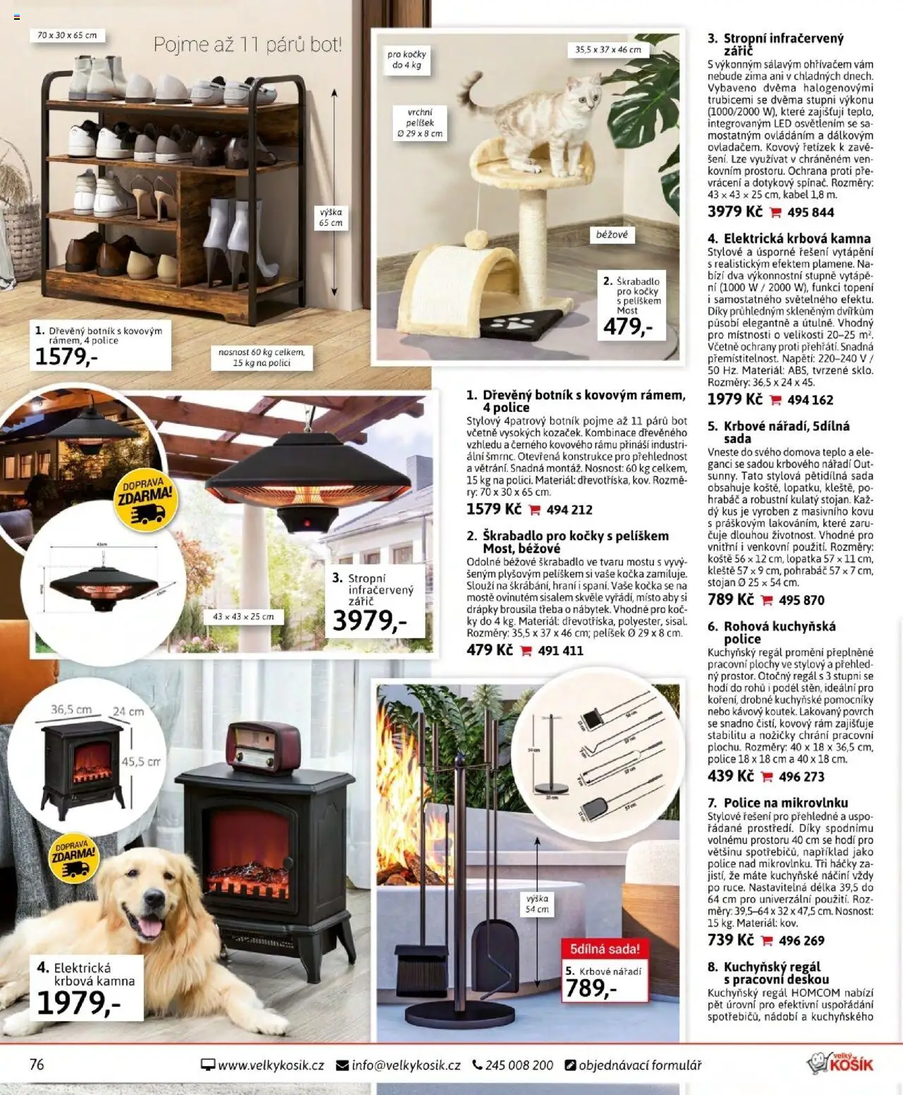 Velký Košík katalog říjen od 01.10.2025 | Strana: 76 | Produkty: Škrabadlo pro kočky, Police, Škrabadlo, LED