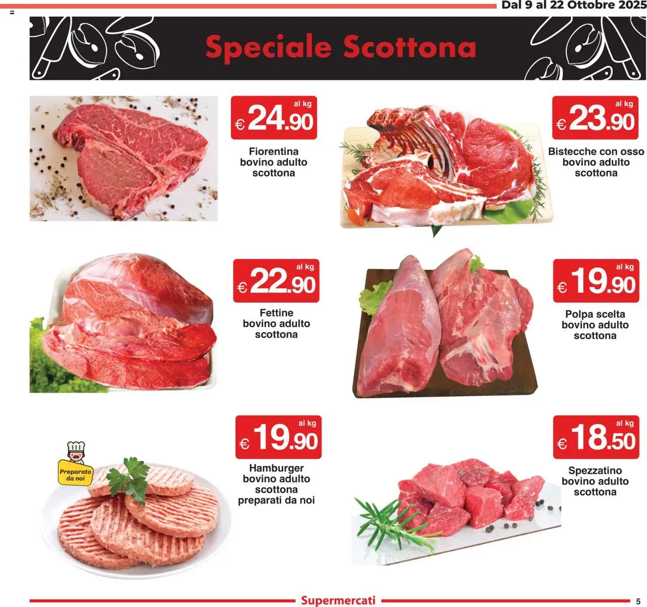 Volantino Sì con Te del 09.10.2025 | Pagina: 5 | Prodotti: Bovino, Hamburger