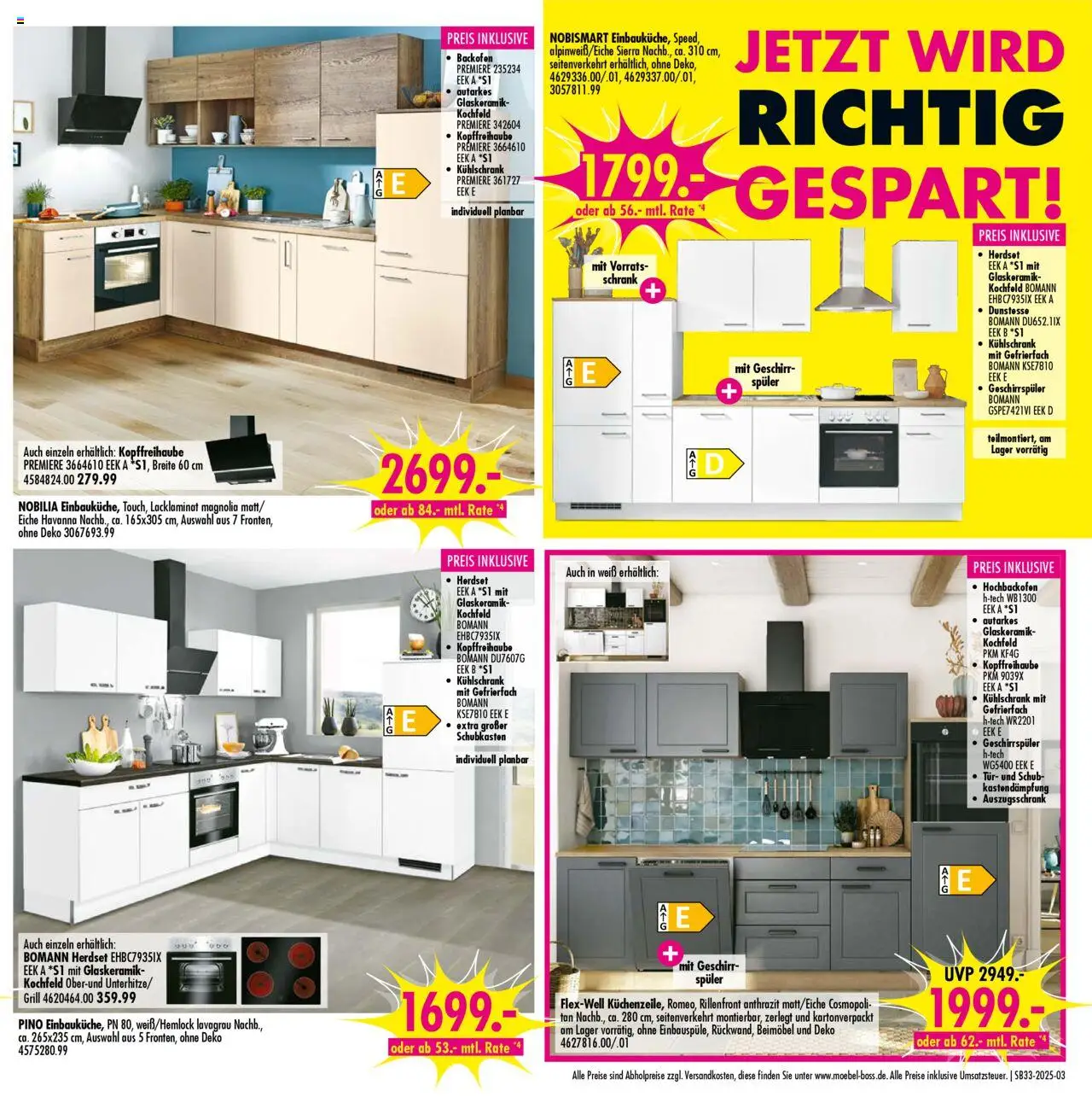 SB Möbel Boss Prospekt 	 - gültig ab dem 09.08.2025 | Seite: 3 | Produkte: Schrank, Kühlschrank, Kochfeld, Backofen