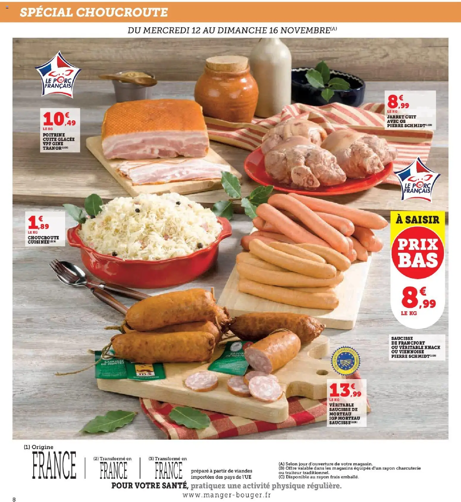 {H1} | Page: 8 | Produits: Saucisse, Saucisse de francfort, Porc