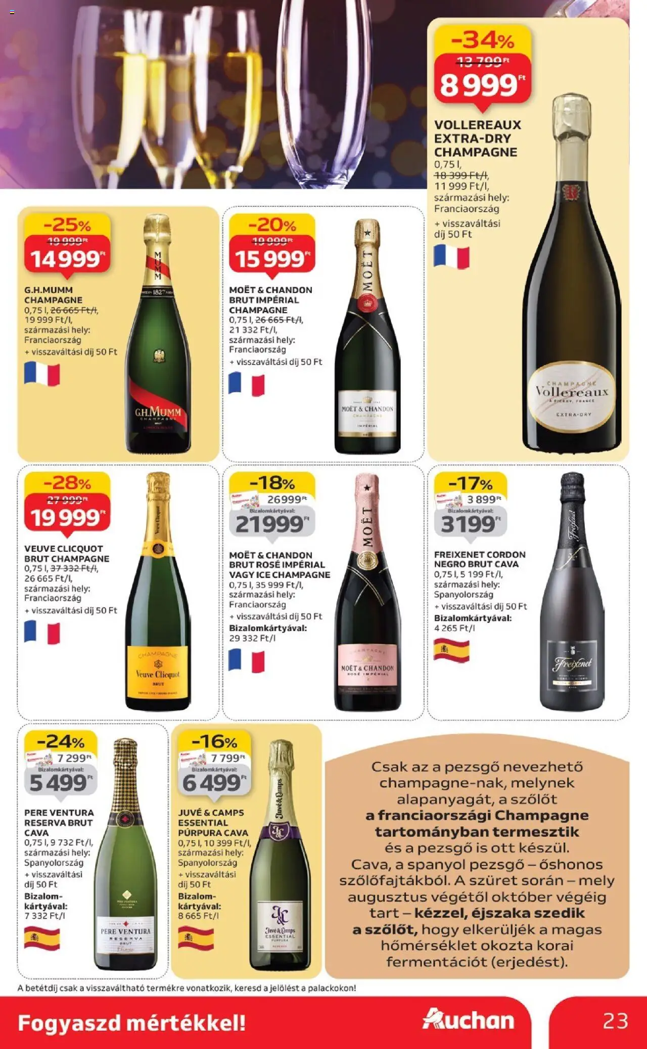 Auchan akciós ujság - amely érvényes a következő dátumtól: 02.10.2025 | Oldal: 23 | Termékek: Pezsgő