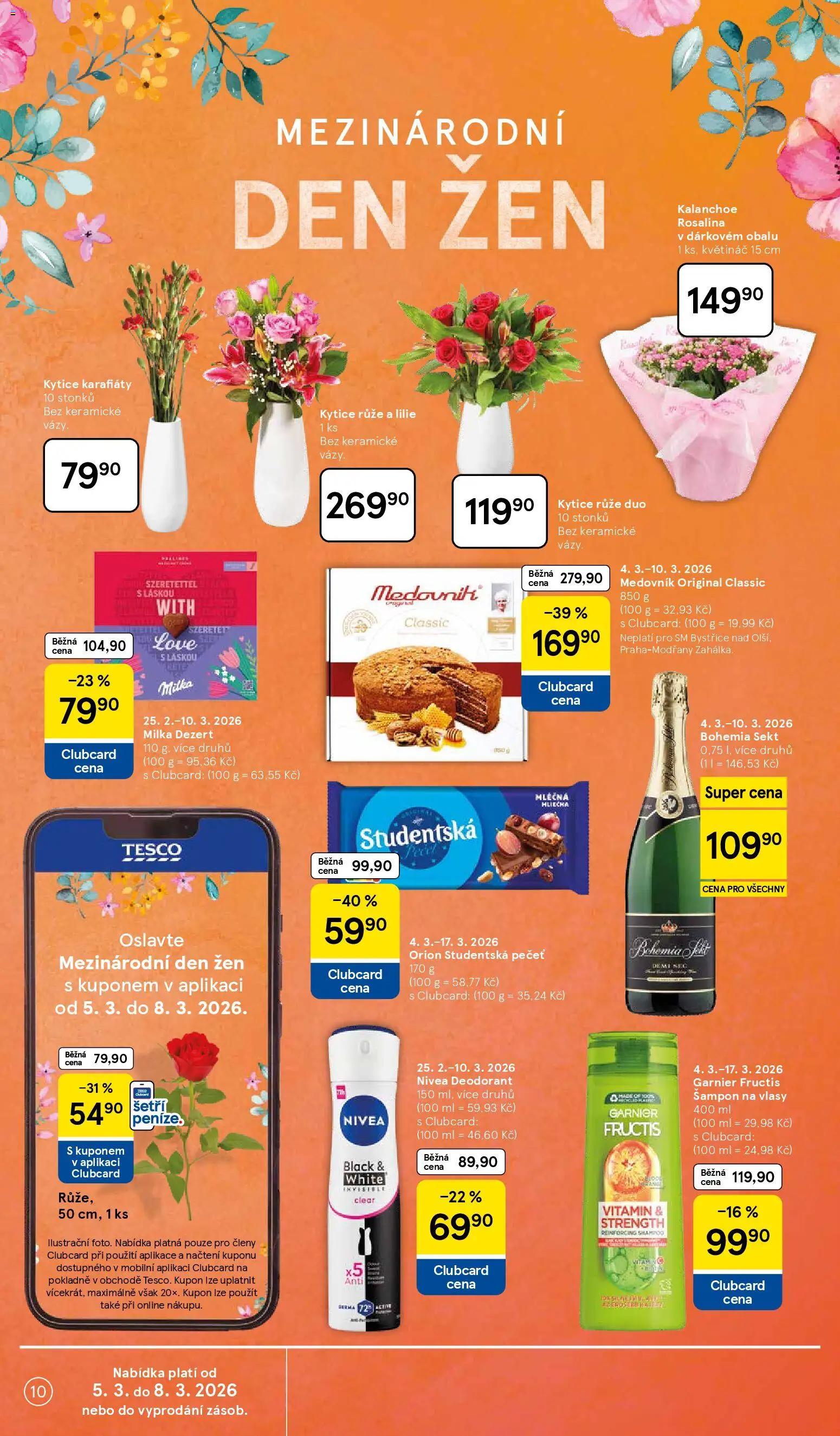 Tesco leták - Supermarket od 04.03.2026 | Strana: 10 | Produkty: Nivea, Studentská pečeť, Orion Studentská pečeť, Šampon